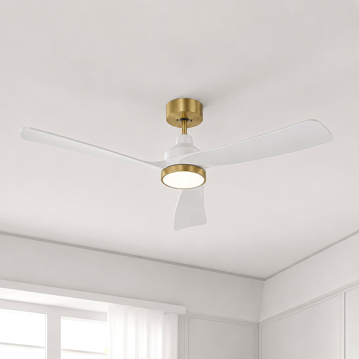 52-Inch Downrod Mount 3-Blade Ceiling Fan with Light and Remote Control
