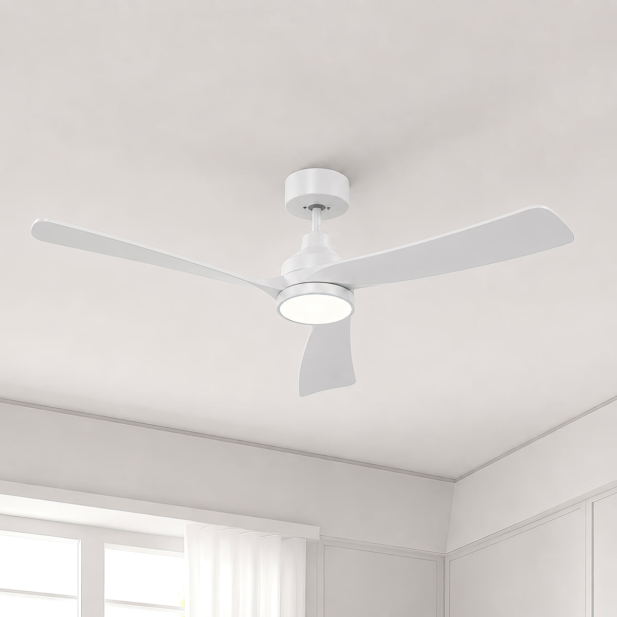 52-Inch Downrod Mount 3-Blade Ceiling Fan with Light and Remote Control
