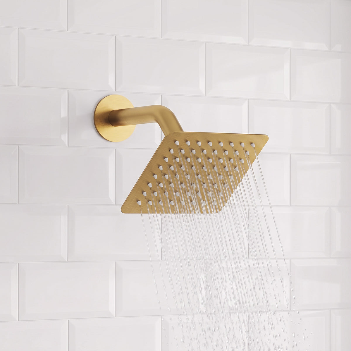 Square Wall-Mounted Dual Shower System with Adjustable Handheld