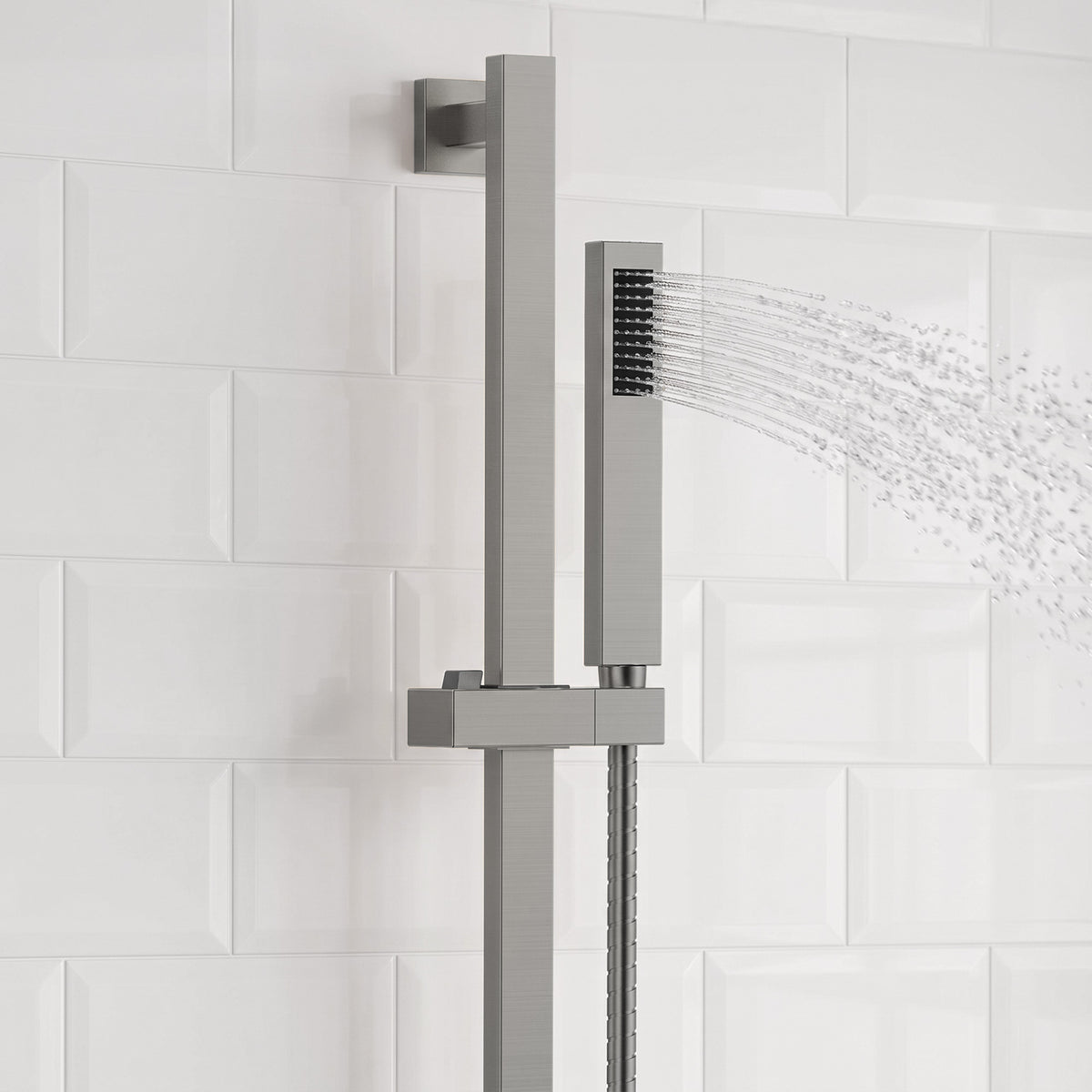 Square Wall-Mounted Dual Shower System with Adjustable Handheld