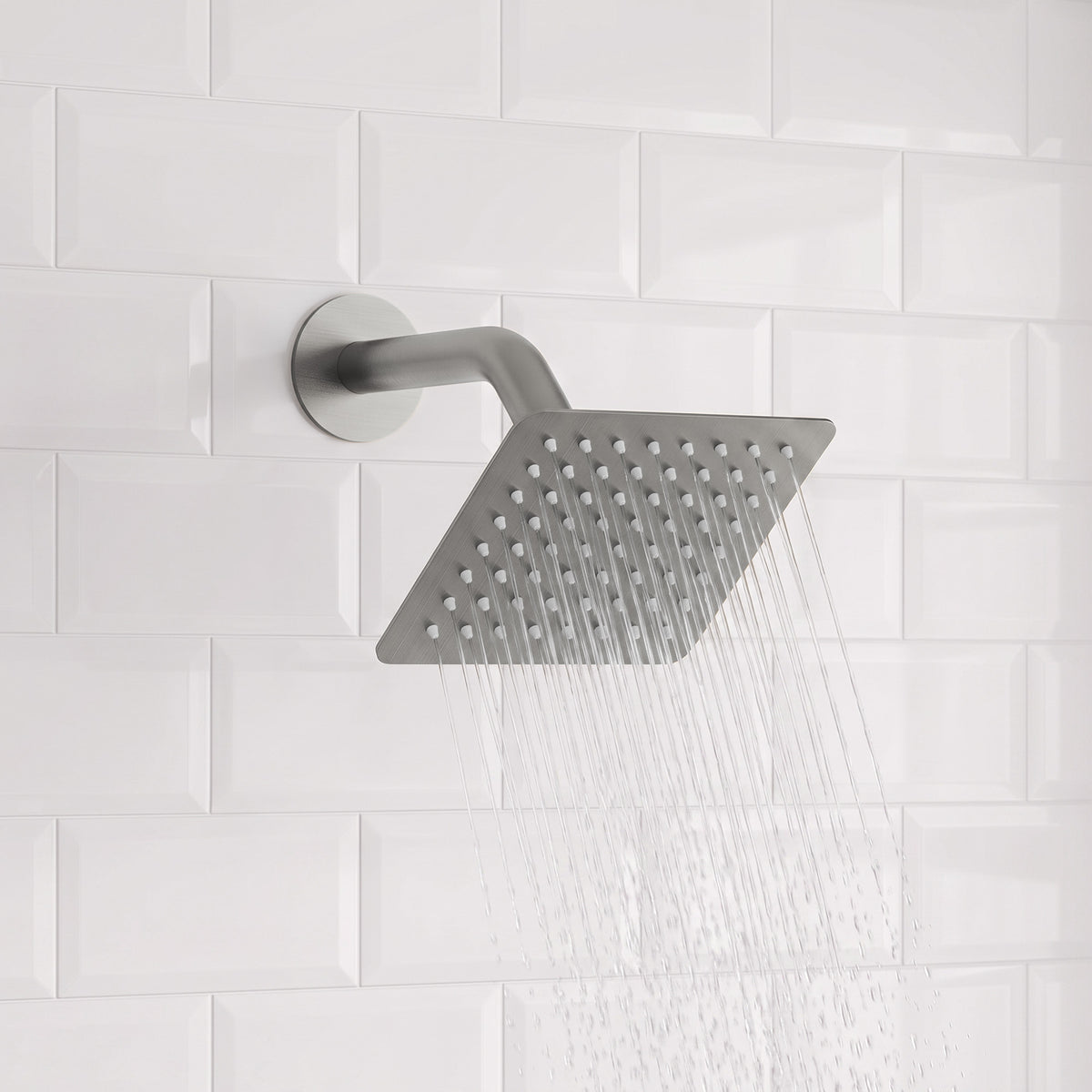 Square Wall-Mounted Dual Shower System with Adjustable Handheld