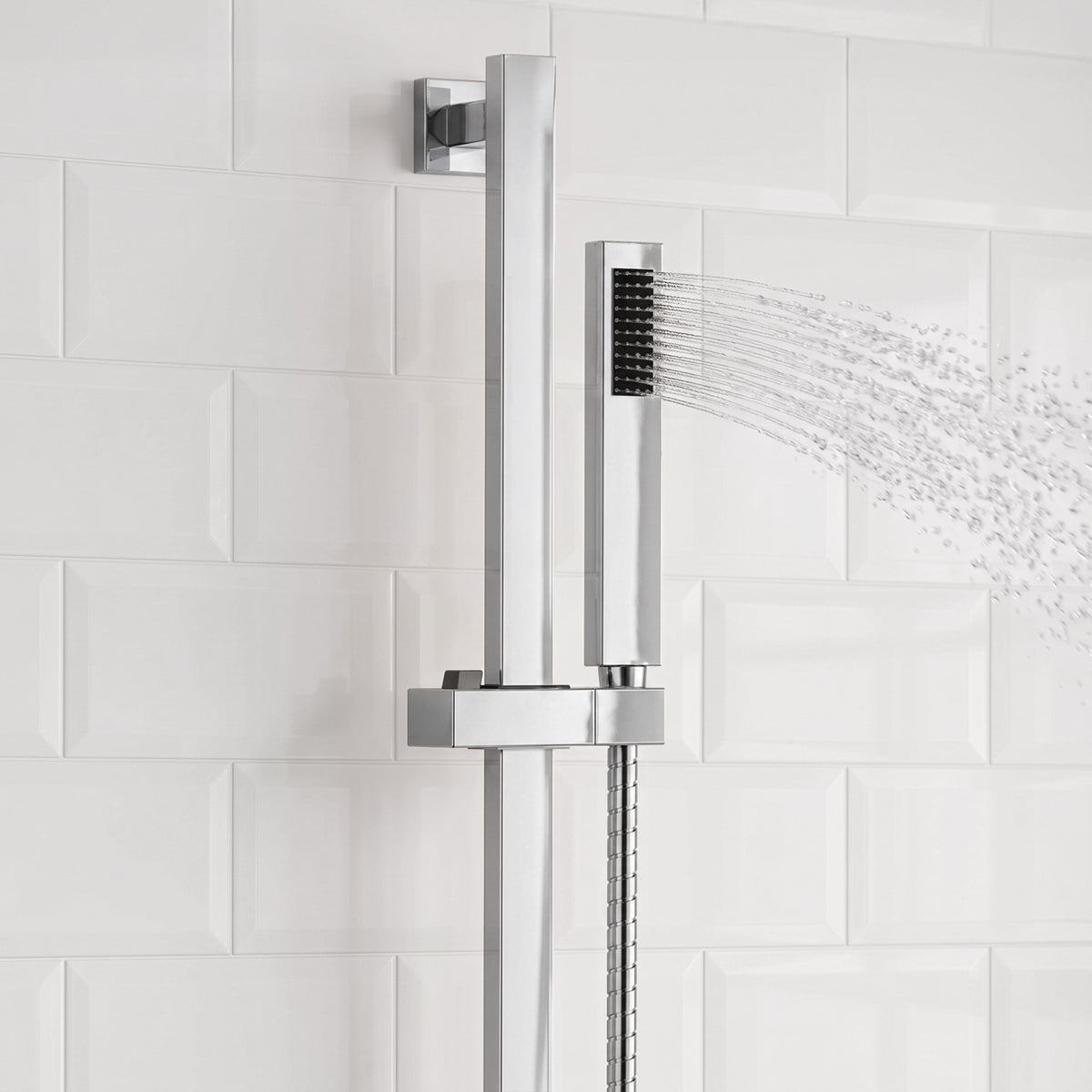 Square Wall-Mounted Dual Shower System with Adjustable Handheld