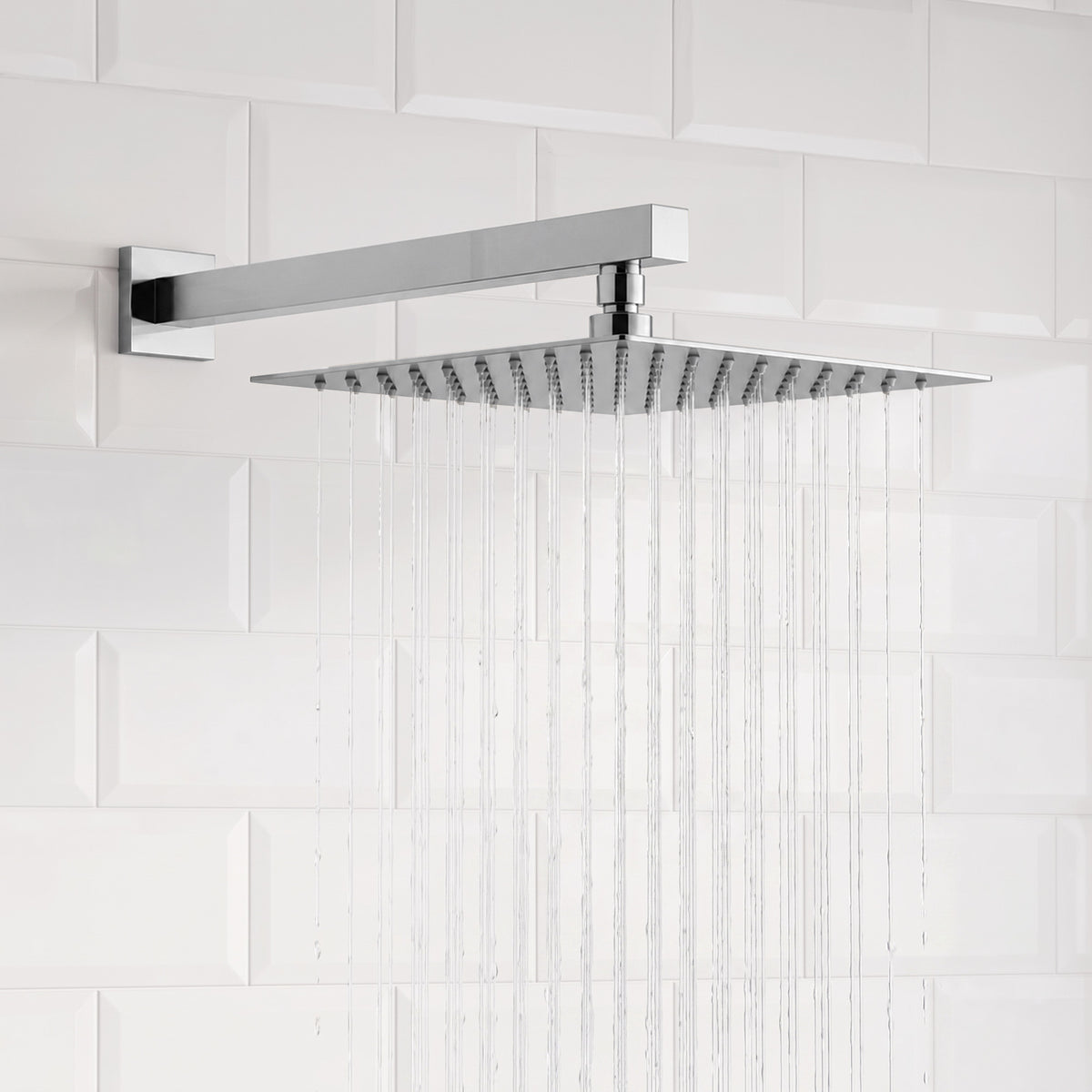 Square Wall-Mounted Dual Shower System with Adjustable Handheld
