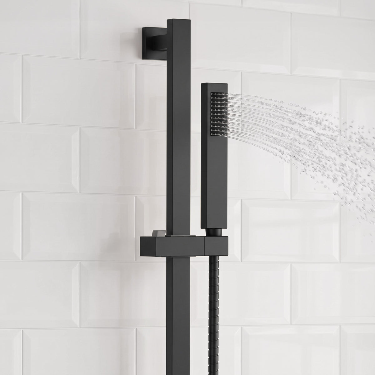 Square Wall-Mounted Dual Shower System with Adjustable Handheld