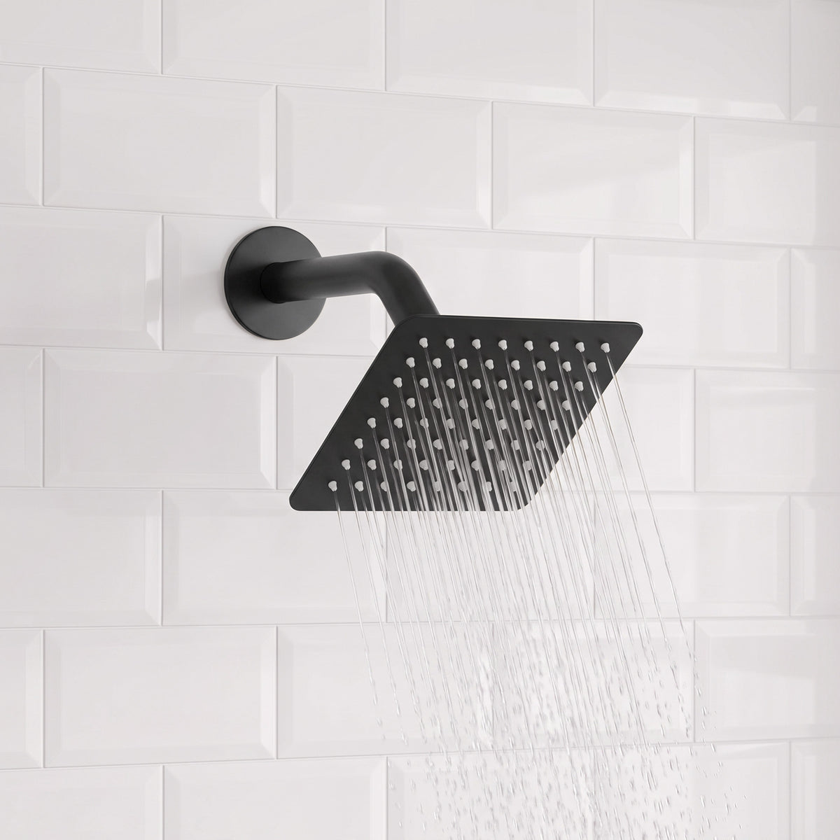 Square Wall-Mounted Dual Shower System with Adjustable Handheld