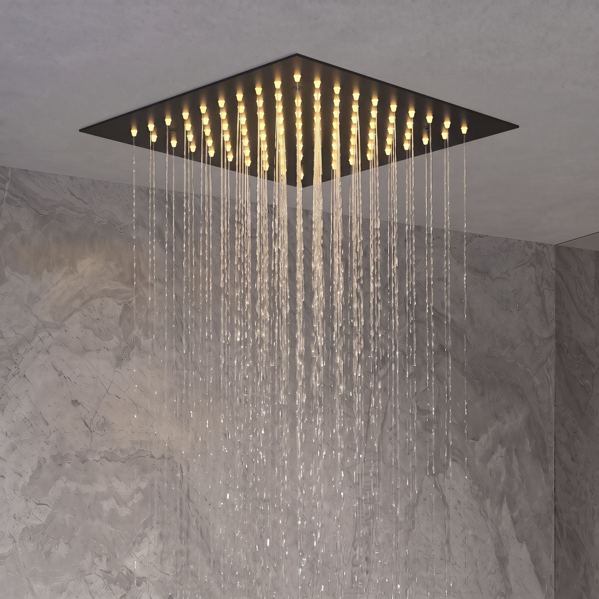 LED Ceiling-Mounted Thermostatic Dual Shower System with Handheld