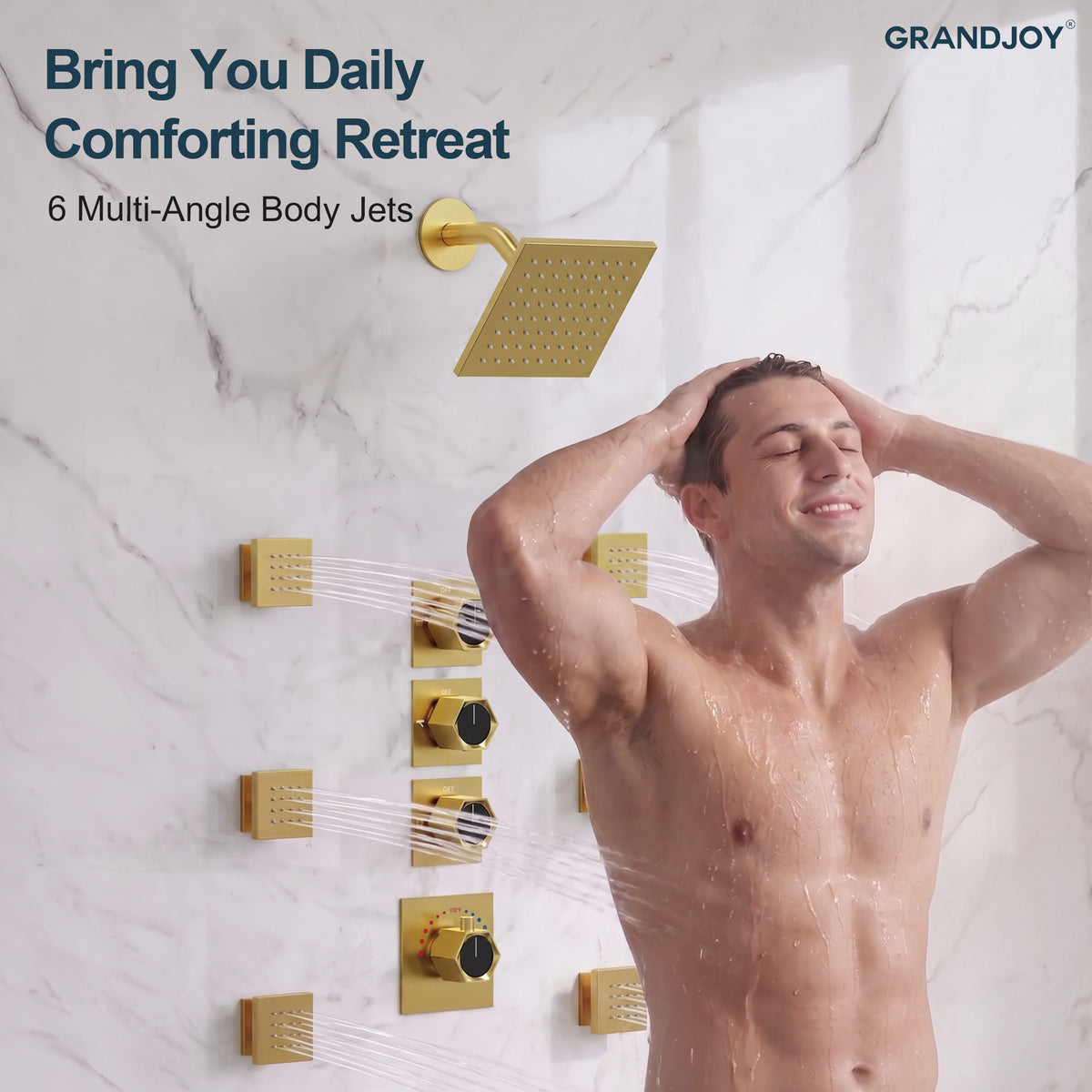 LED Music Ceiling-Mounted Dual-Head Shower System with Body Jets