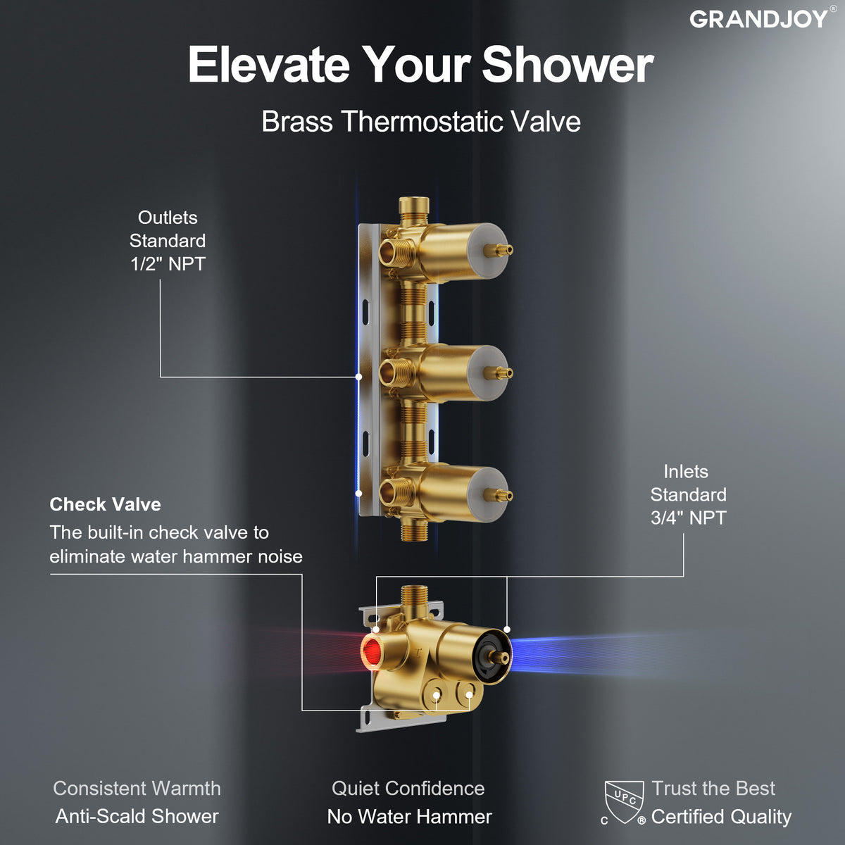 LED Music Ceiling-Mounted Dual-Head Shower System with Body Jets