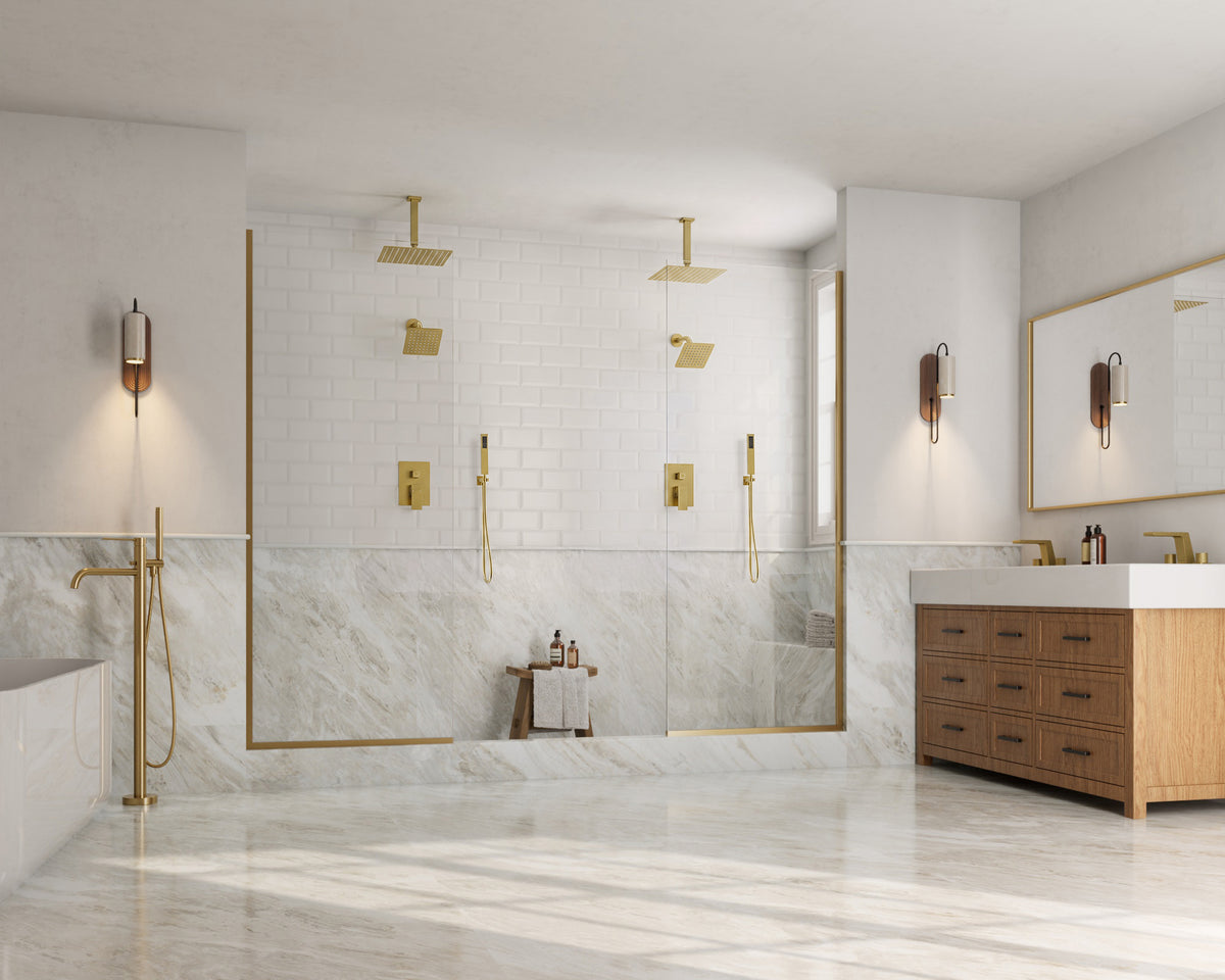 Square Ceiling-Mounted Dual Shower System with Handheld Spray
