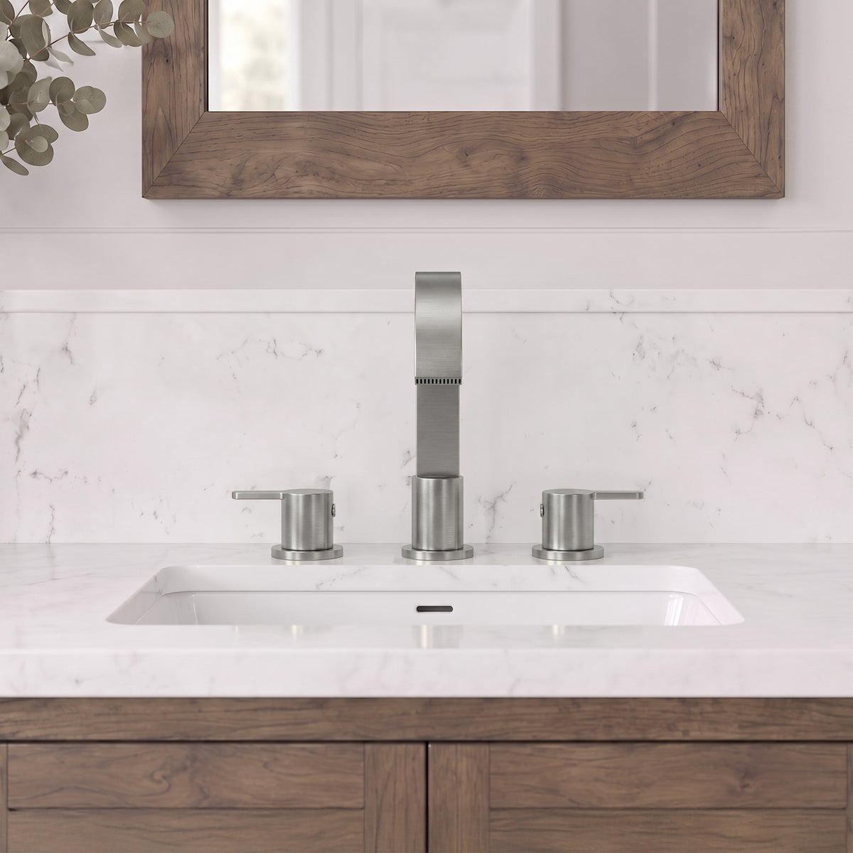 Two-Handle Waterfall Widespread Bathroom Sink Faucet With Pop-Up Drain