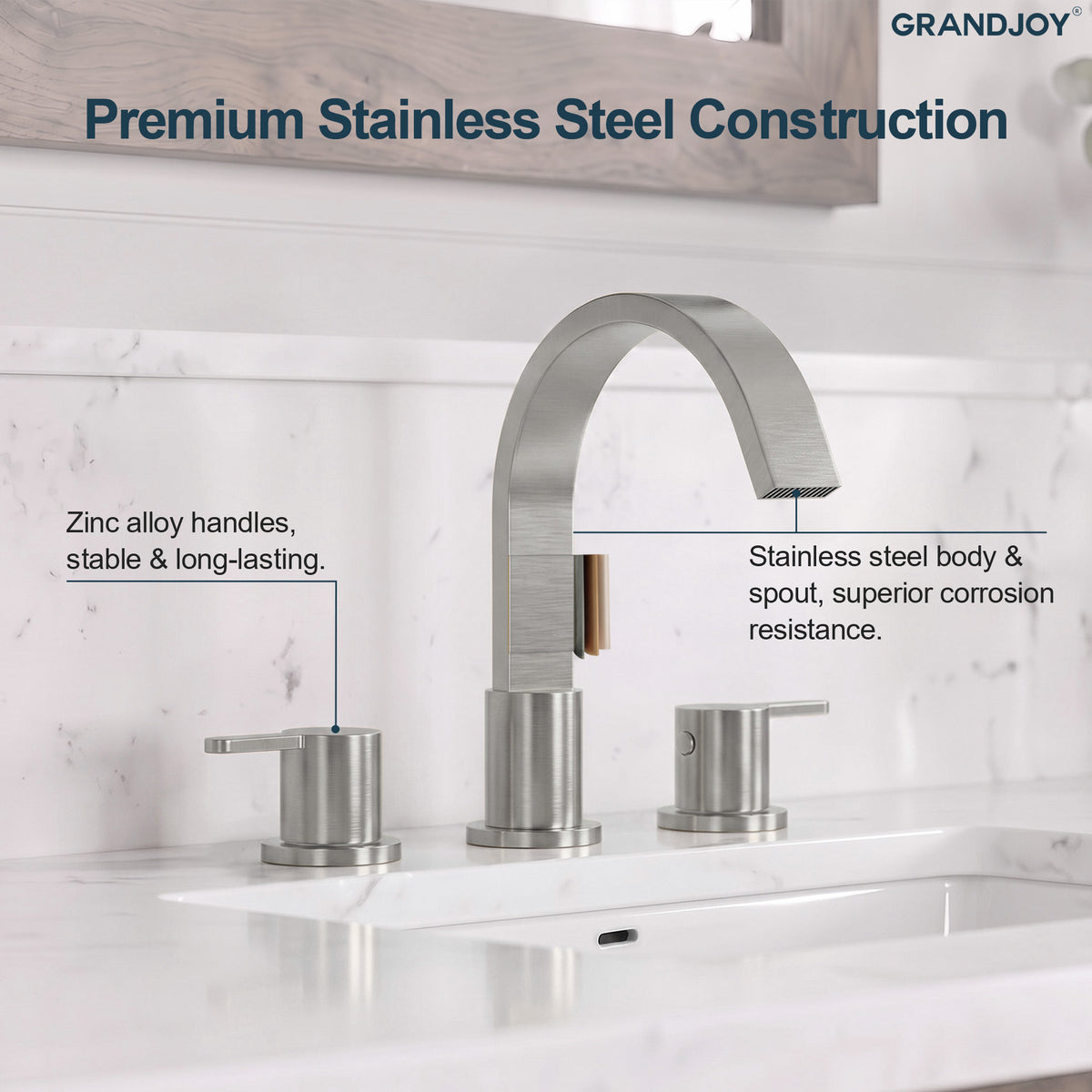 Two-Handle Waterfall Widespread Bathroom Sink Faucet With Pop-Up Drain