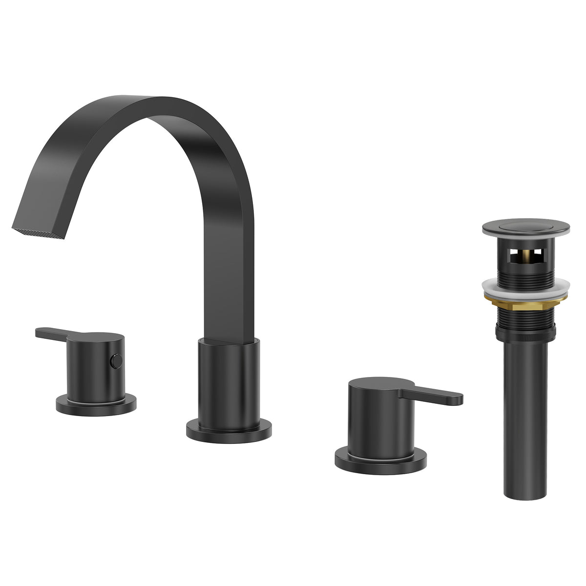 Two-Handle Waterfall Widespread Bathroom Sink Faucet With Pop-Up Drain