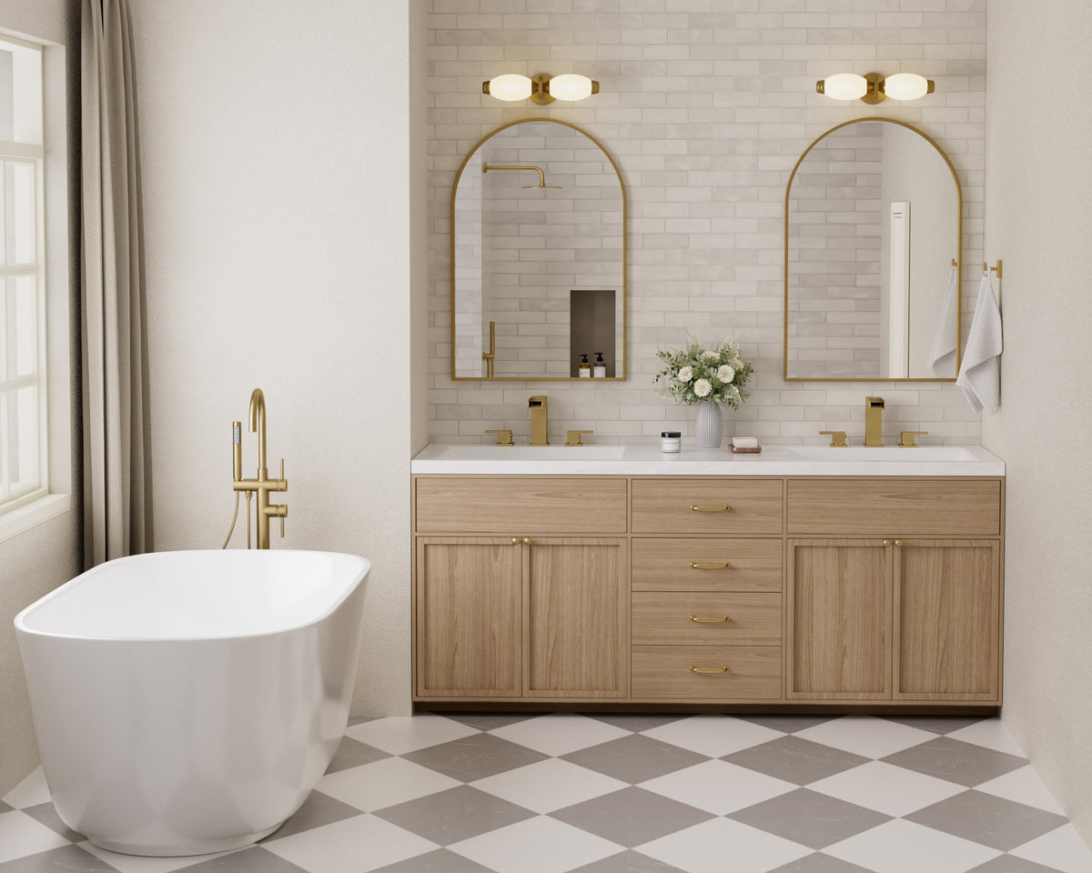 Two-Handle Waterfall Widespread Bathroom Sink Faucet With Pop-Up Drain