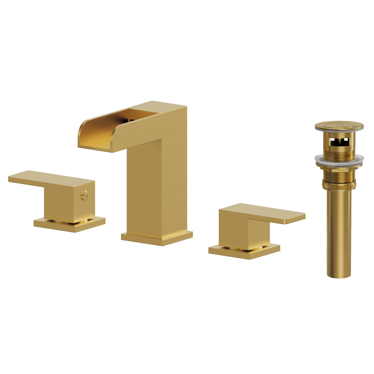 Two-Handle Waterfall Widespread Bathroom Sink Faucet With Pop-Up Drain