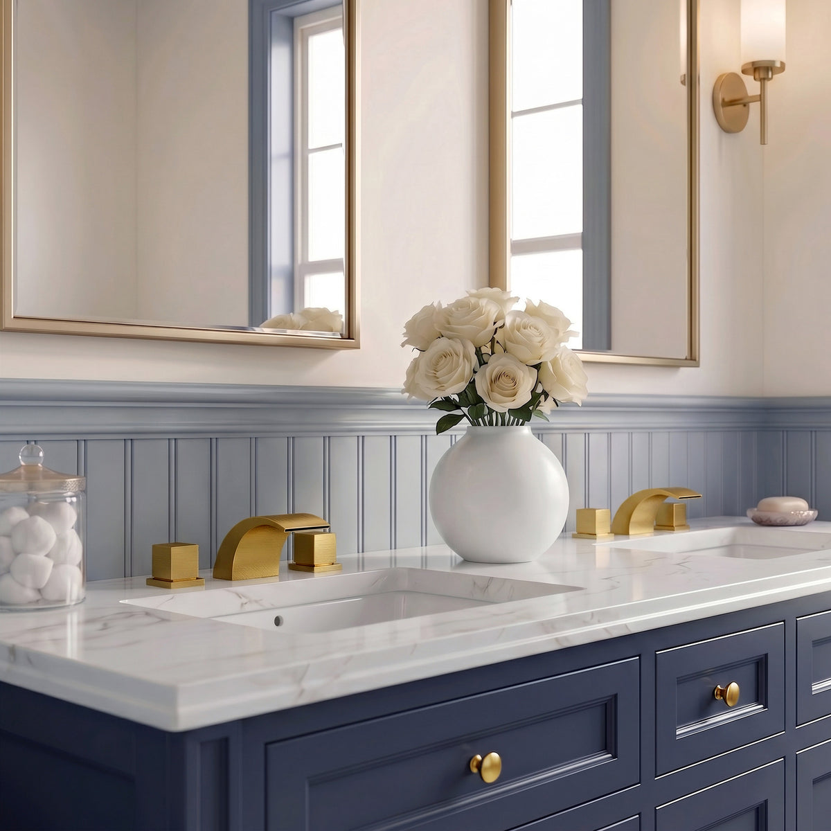 Two-Handle Waterfall Widespread Bathroom Sink Faucet With Pop-Up Drain