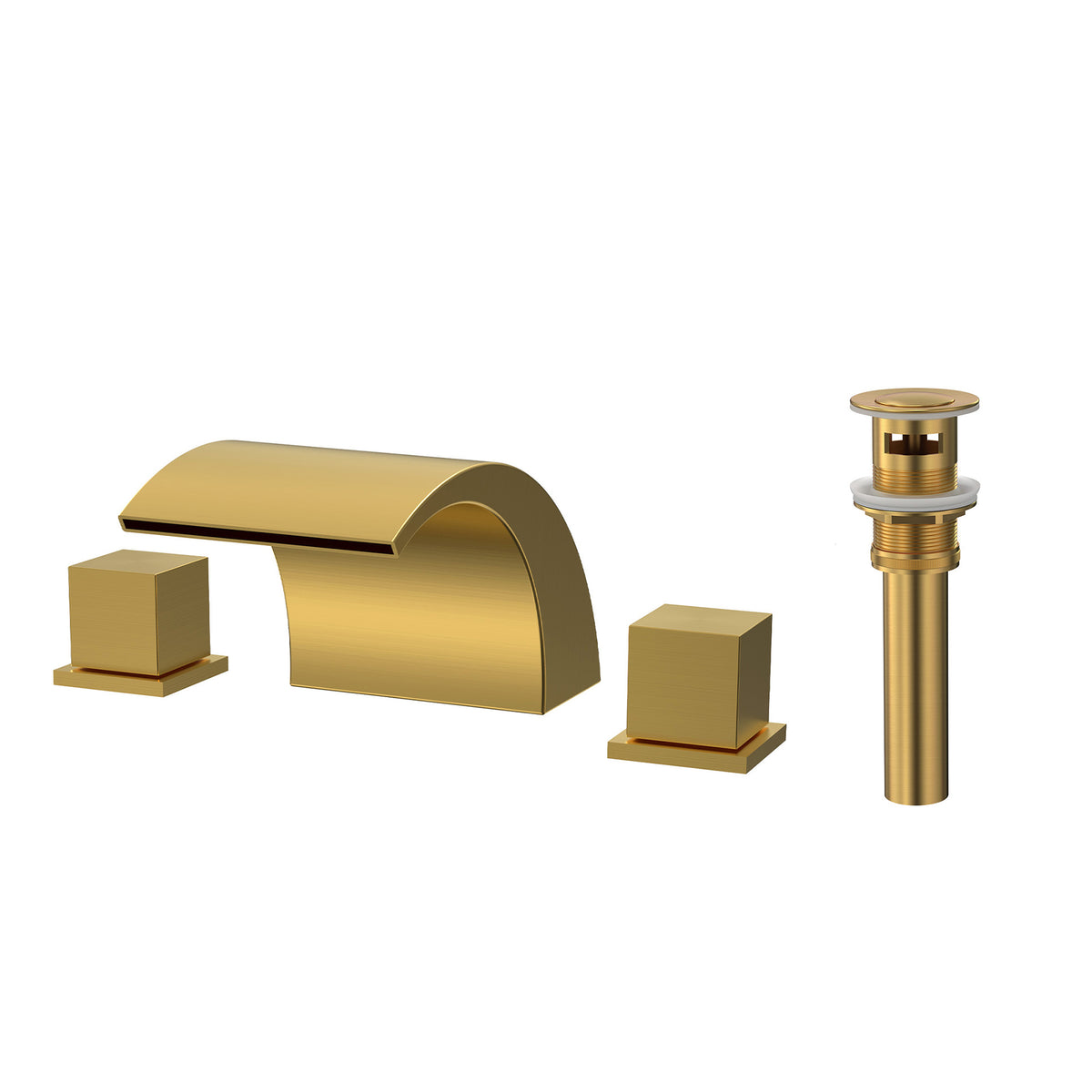 Two-Handle Waterfall Widespread Bathroom Sink Faucet With Pop-Up Drain