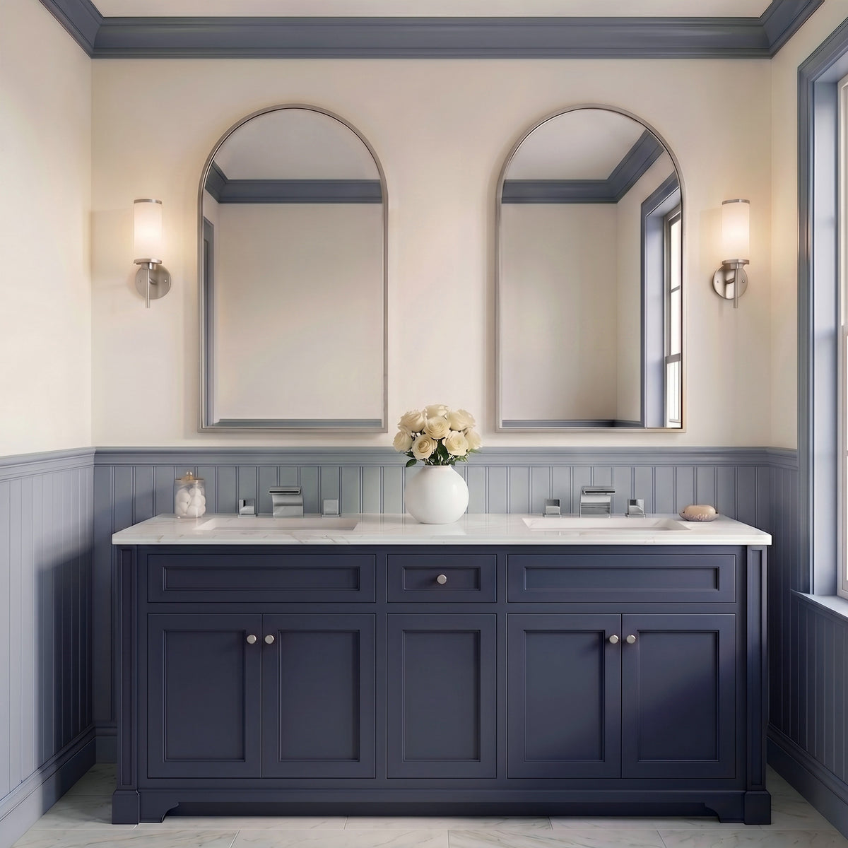 Two-Handle Waterfall Widespread Bathroom Sink Faucet With Pop-Up Drain
