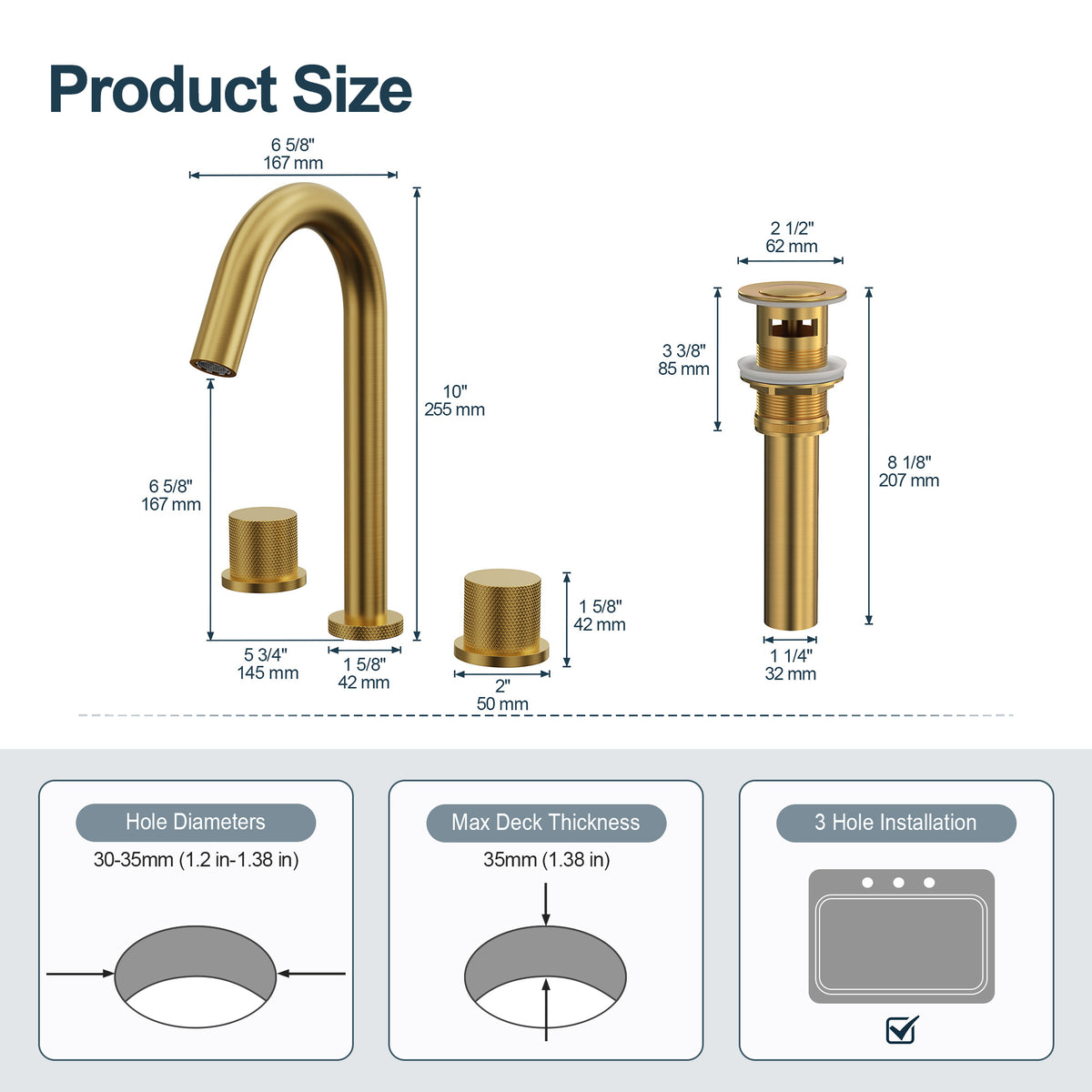 Two-Handle High Arc Widespread Bathroom Sink Faucet With Pop-Up Drain