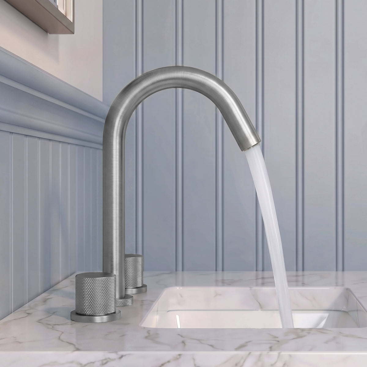 Two-Handle High Arc Widespread Bathroom Sink Faucet With Pop-Up Drain