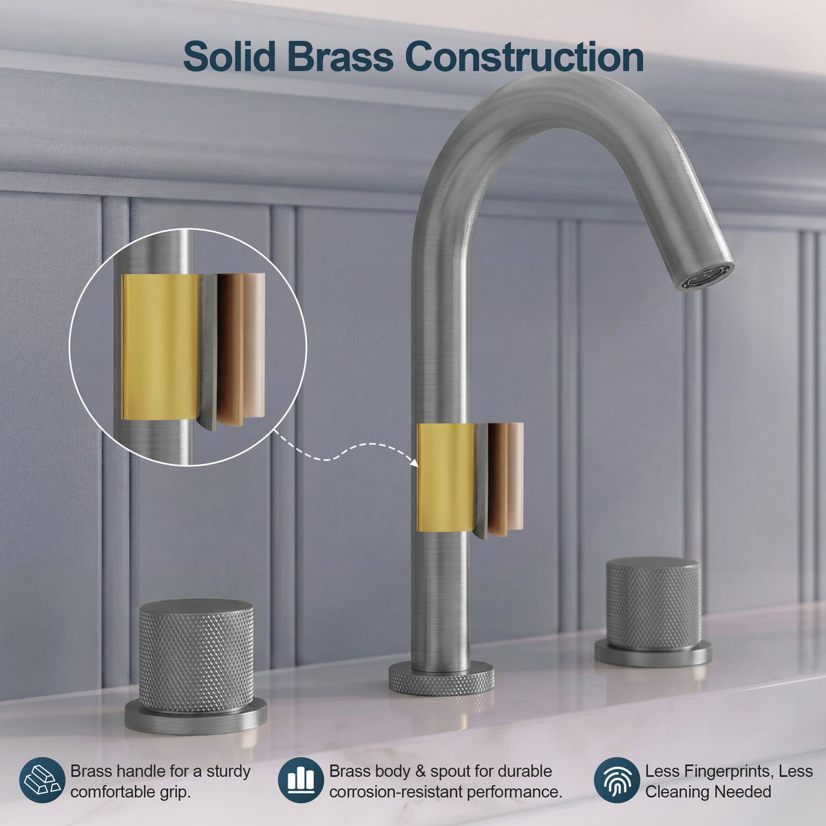Two-Handle High Arc Widespread Bathroom Sink Faucet With Pop-Up Drain