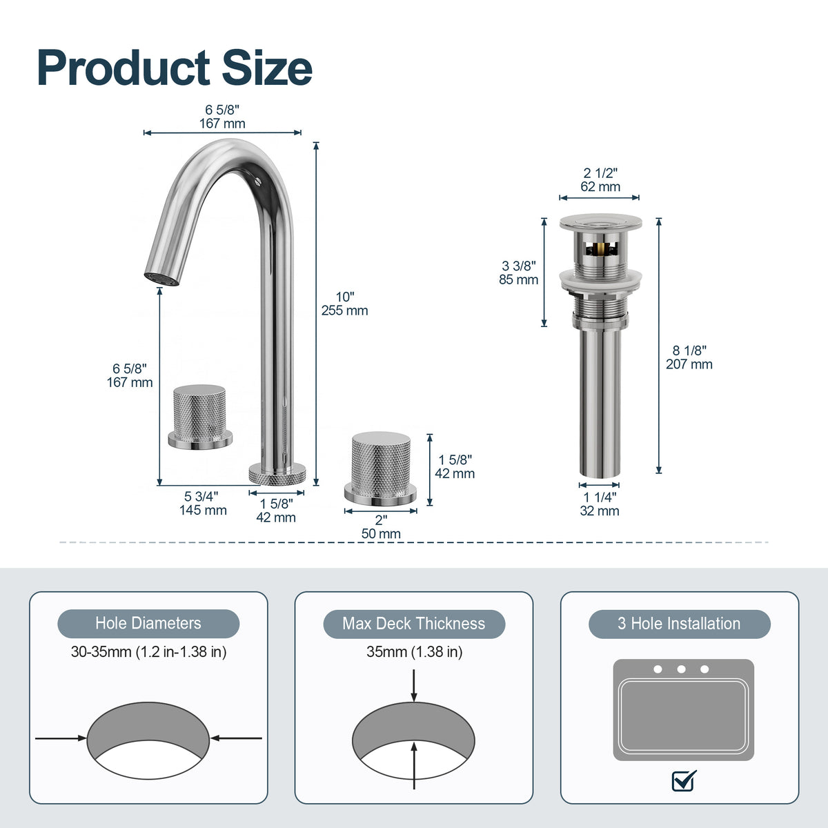 Two-Handle High Arc Widespread Bathroom Sink Faucet With Pop-Up Drain