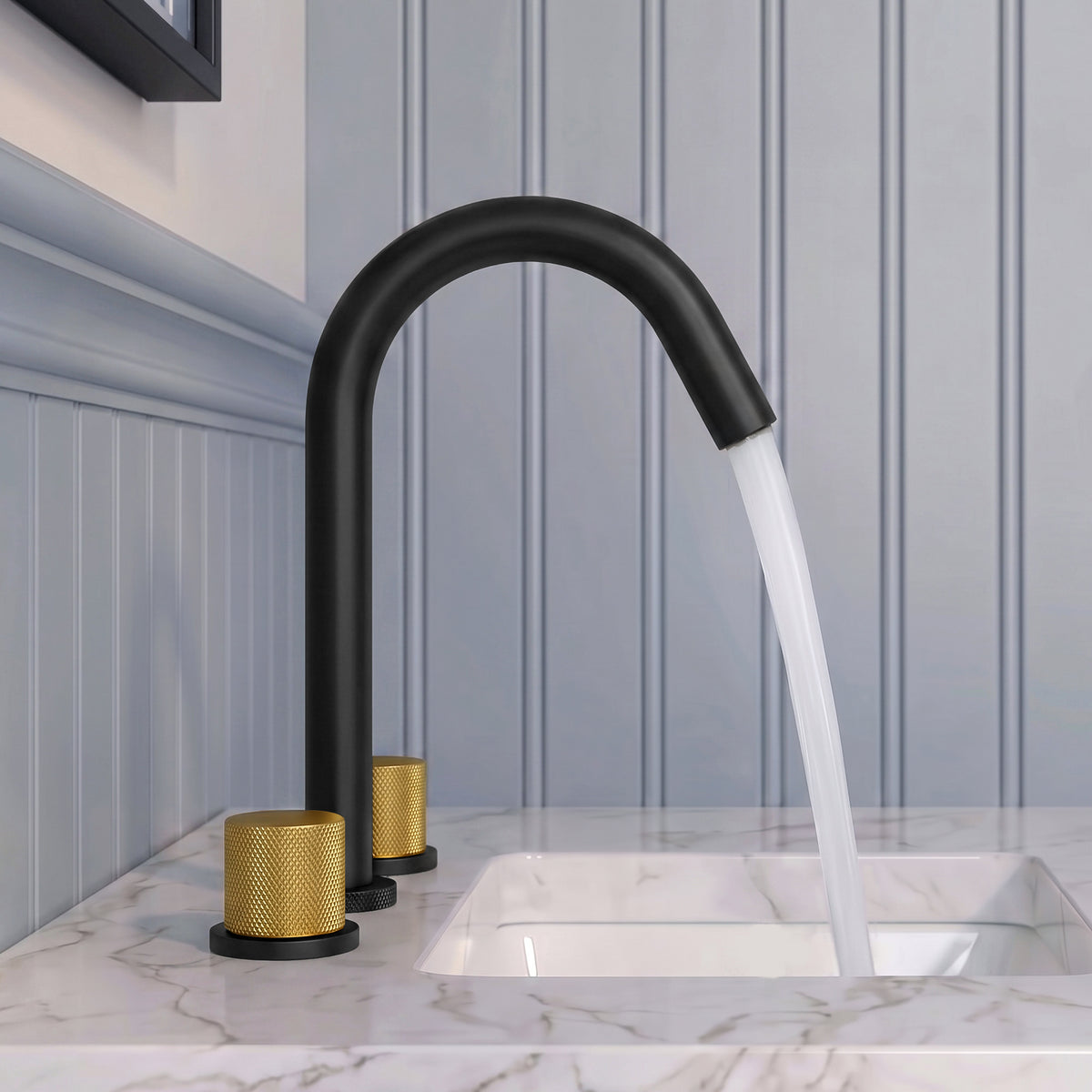 Two-Handle High Arc Widespread Bathroom Sink Faucet With Pop-Up Drain