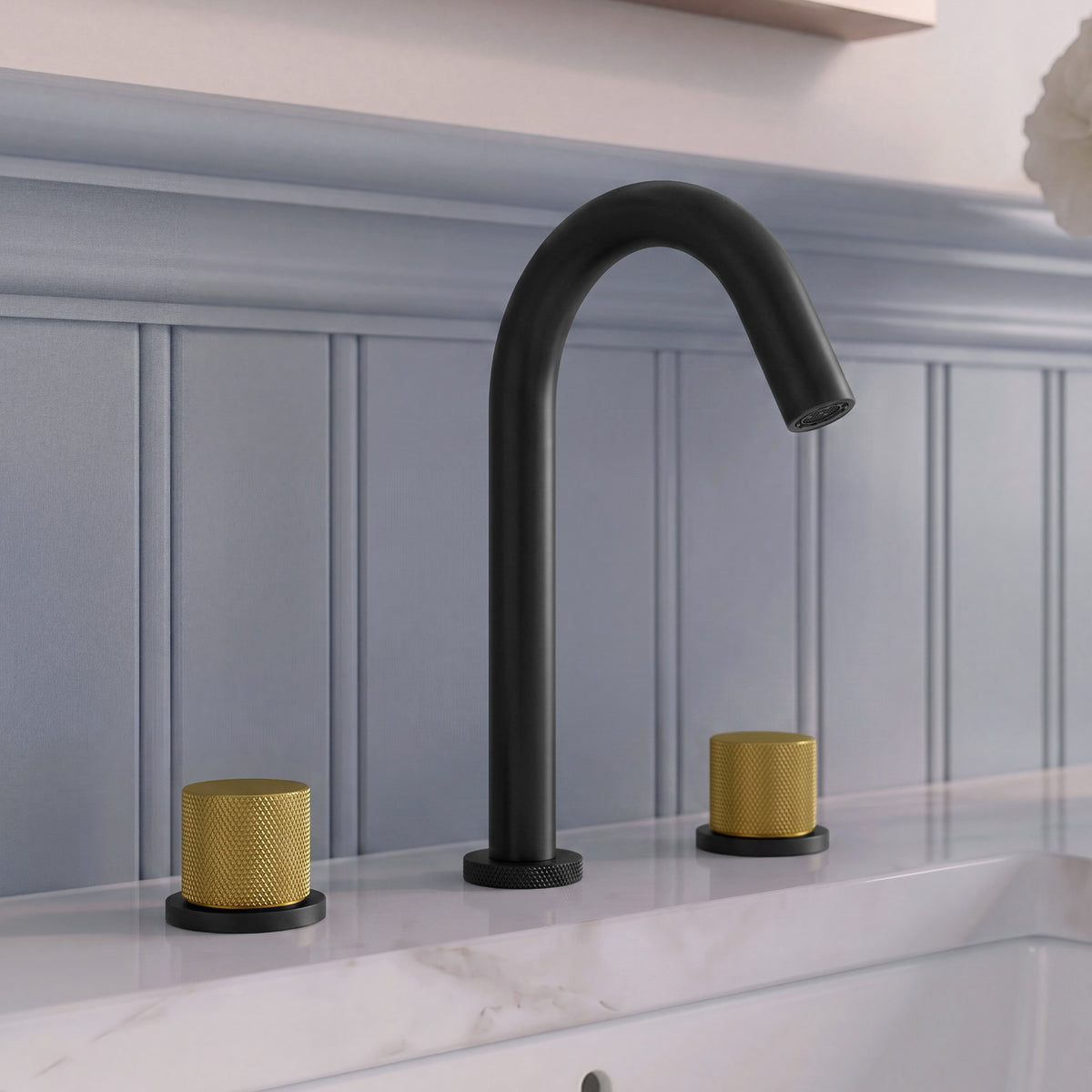 Two-Handle High Arc Widespread Bathroom Sink Faucet With Pop-Up Drain