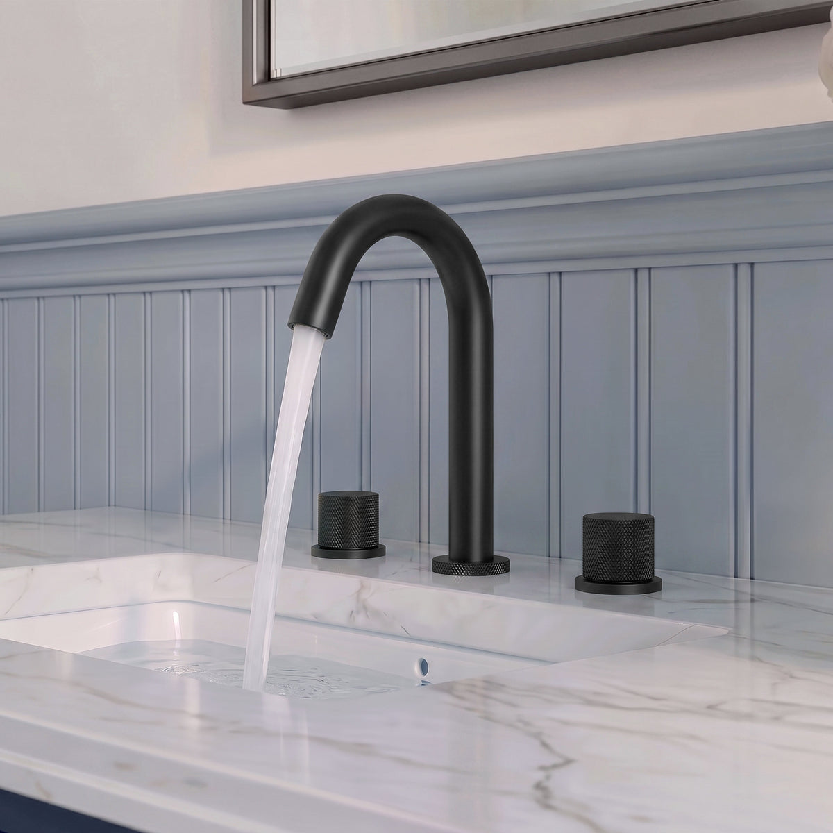 Two-Handle High Arc Widespread Bathroom Sink Faucet With Pop-Up Drain