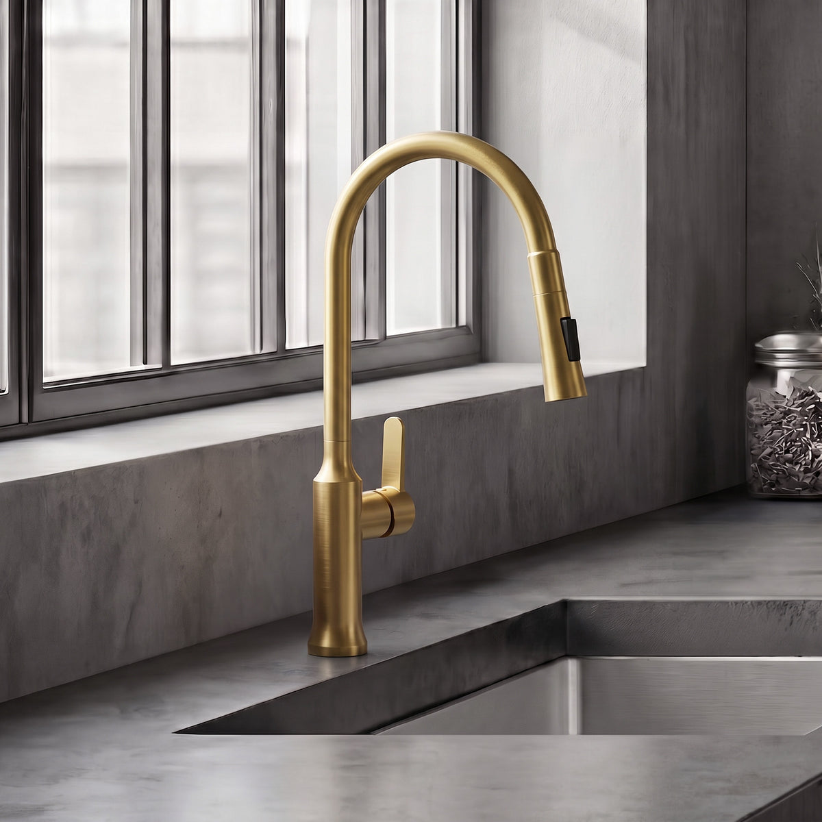Single-Handle Pull-Down Kitchen Faucet With Dual Spray Modes