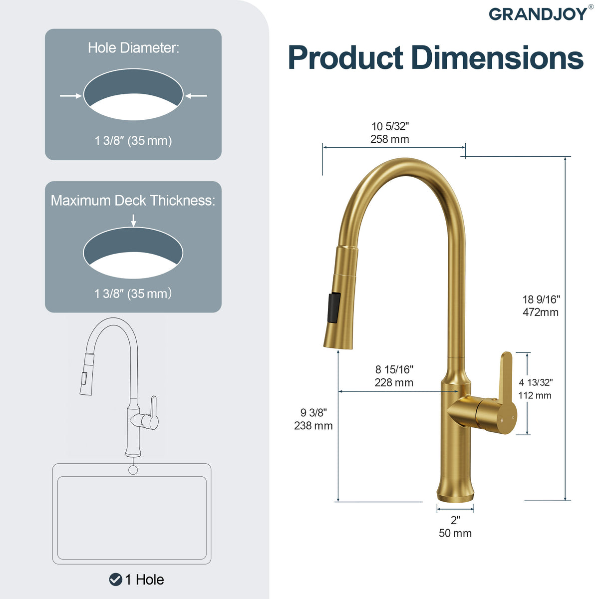 Single-Handle Pull-Down Kitchen Faucet With Dual Spray Modes