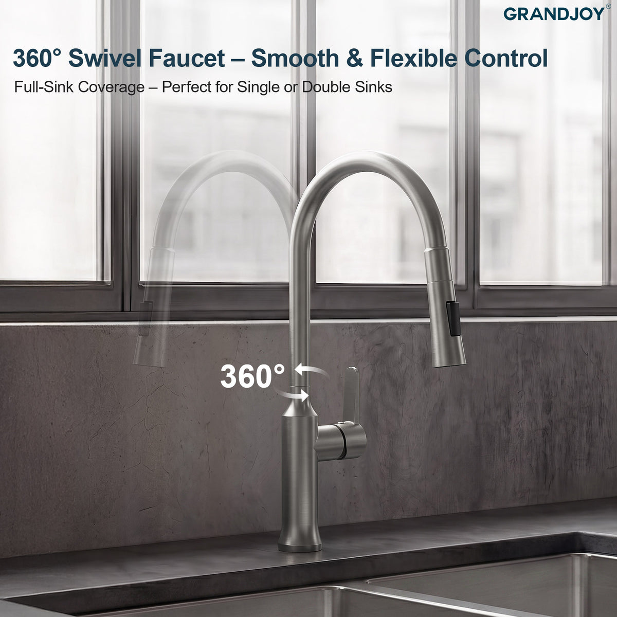 Single-Handle Pull-Down Kitchen Faucet With Dual Spray Modes