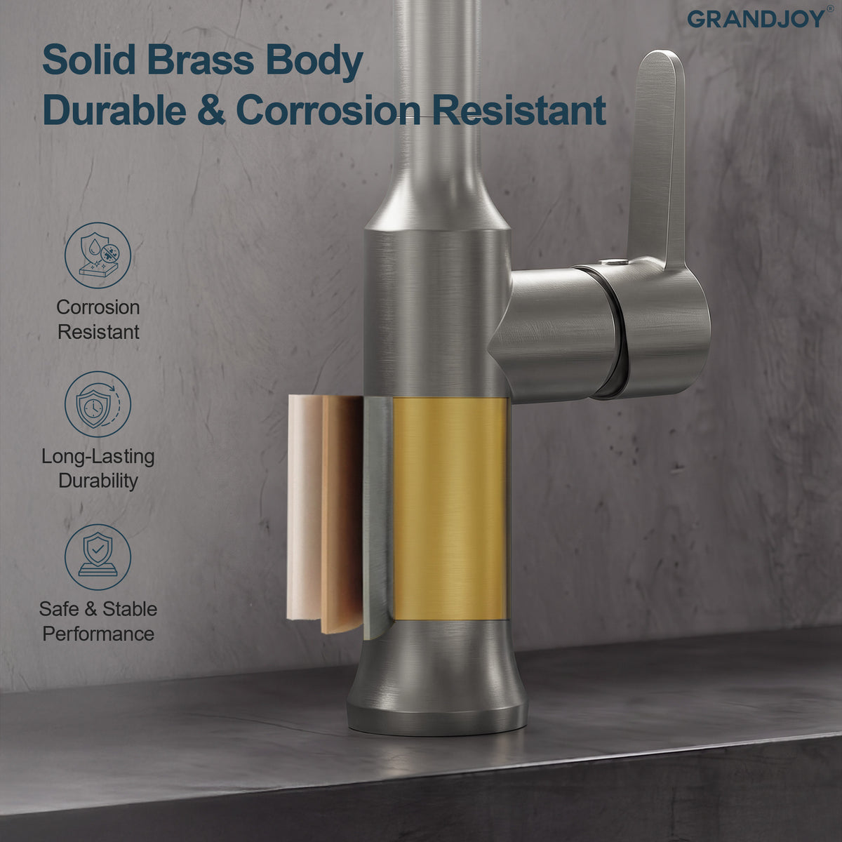 Single-Handle Pull-Down Kitchen Faucet With Dual Spray Modes