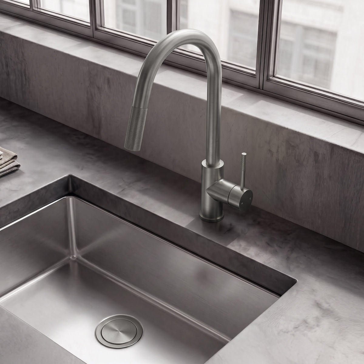 Single-Handle Pull-Down Kitchen Faucet With Dual Spray Modes