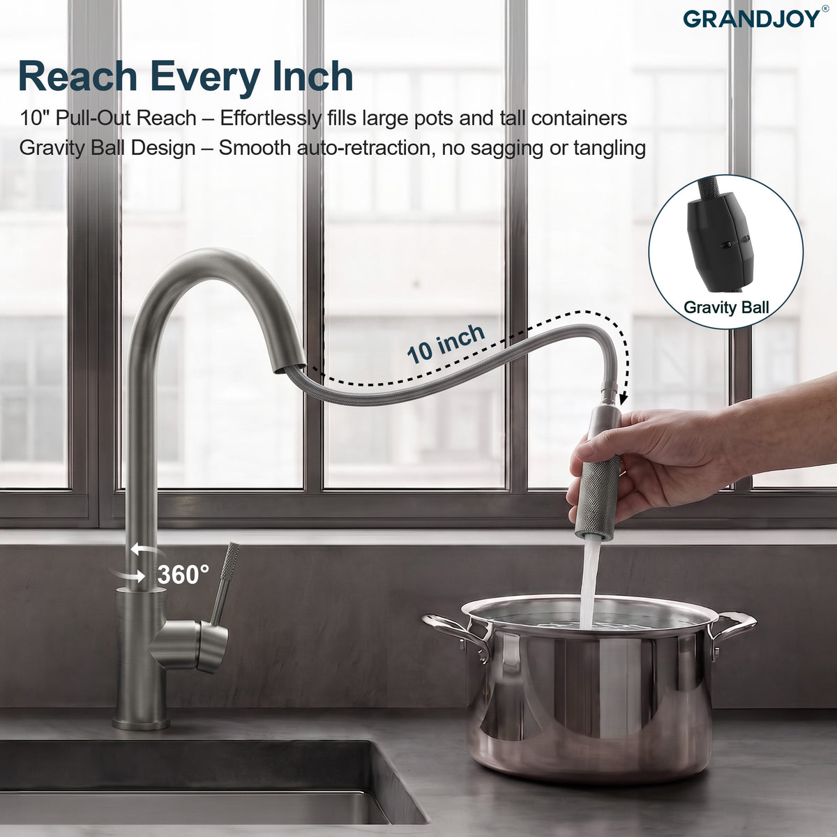 Single-Handle Pull-Down Kitchen Faucet With Dual Spray Modes