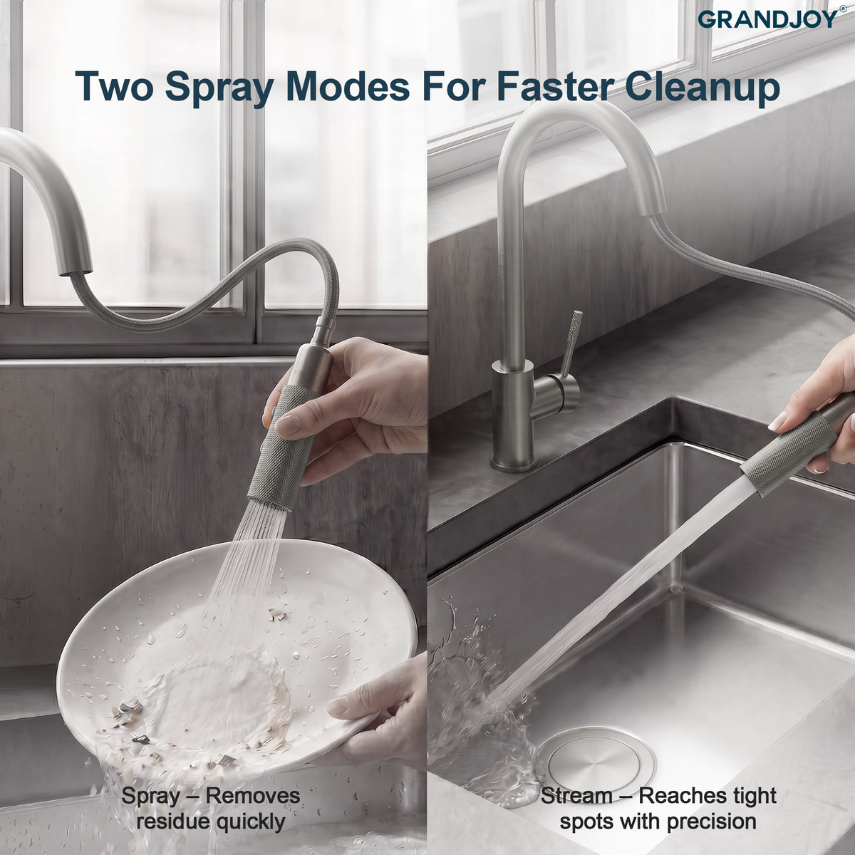 Single-Handle Pull-Down Kitchen Faucet With Dual Spray Modes