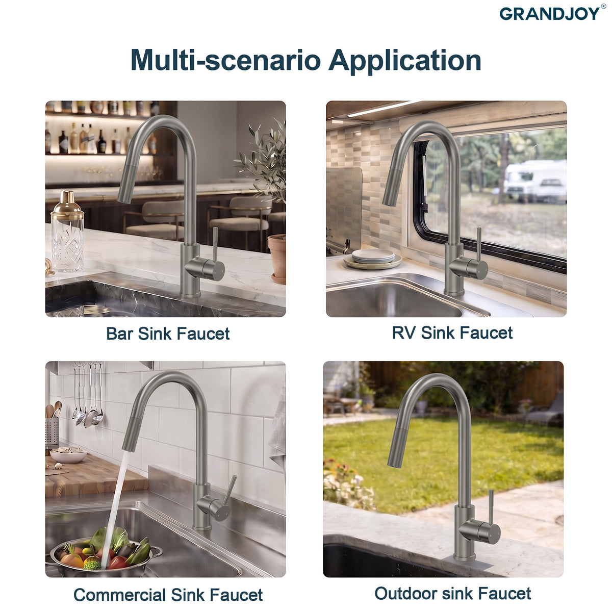 Single-Handle Pull-Down Kitchen Faucet With Dual Spray Modes