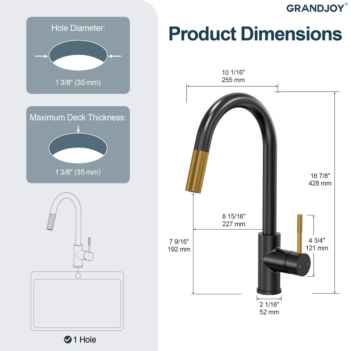 Single-Handle Pull-Down Kitchen Faucet With Dual Spray Modes