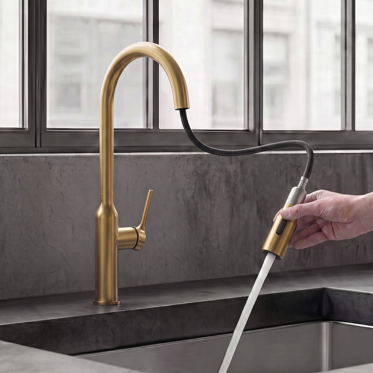 Single-Handle Pull-Down Kitchen Faucet With Dual Spray Modes