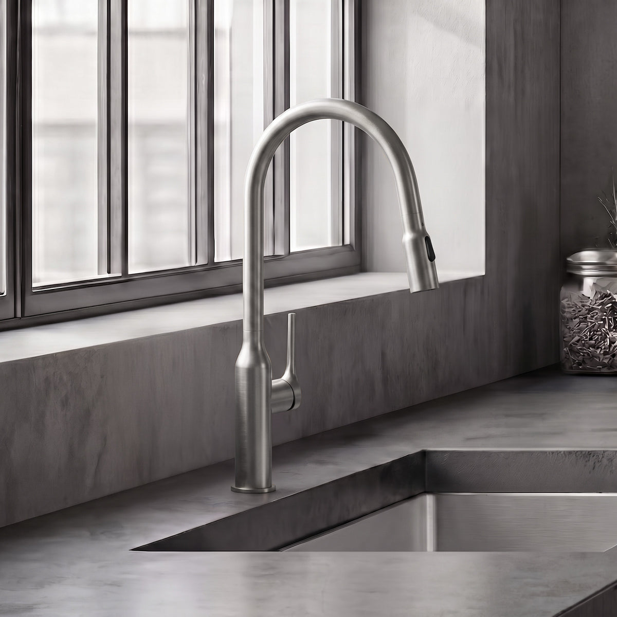Single-Handle Pull-Down Kitchen Faucet With Dual Spray Modes