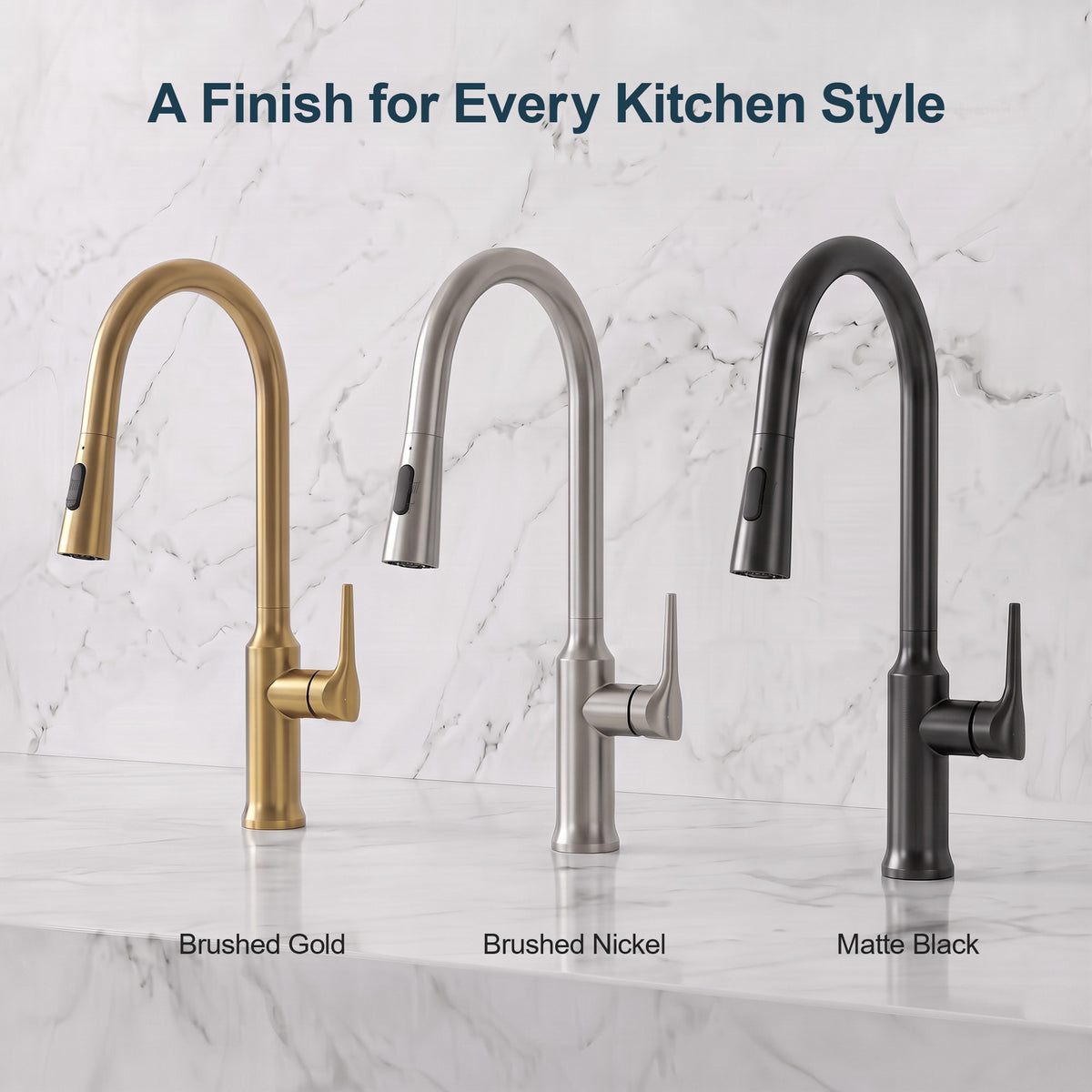 Single-Handle Pull-Down Kitchen Faucet With Dual Spray Modes