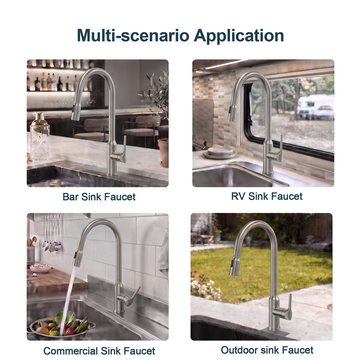 Single-Handle Pull-Down Kitchen Faucet With Dual Spray Modes