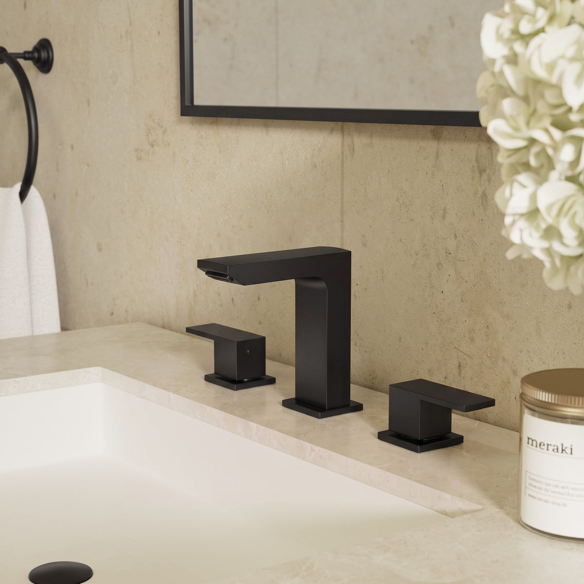 Two-Handle Mid Arc Widespread Bathroom Sink Faucet With Pop-Up Drain