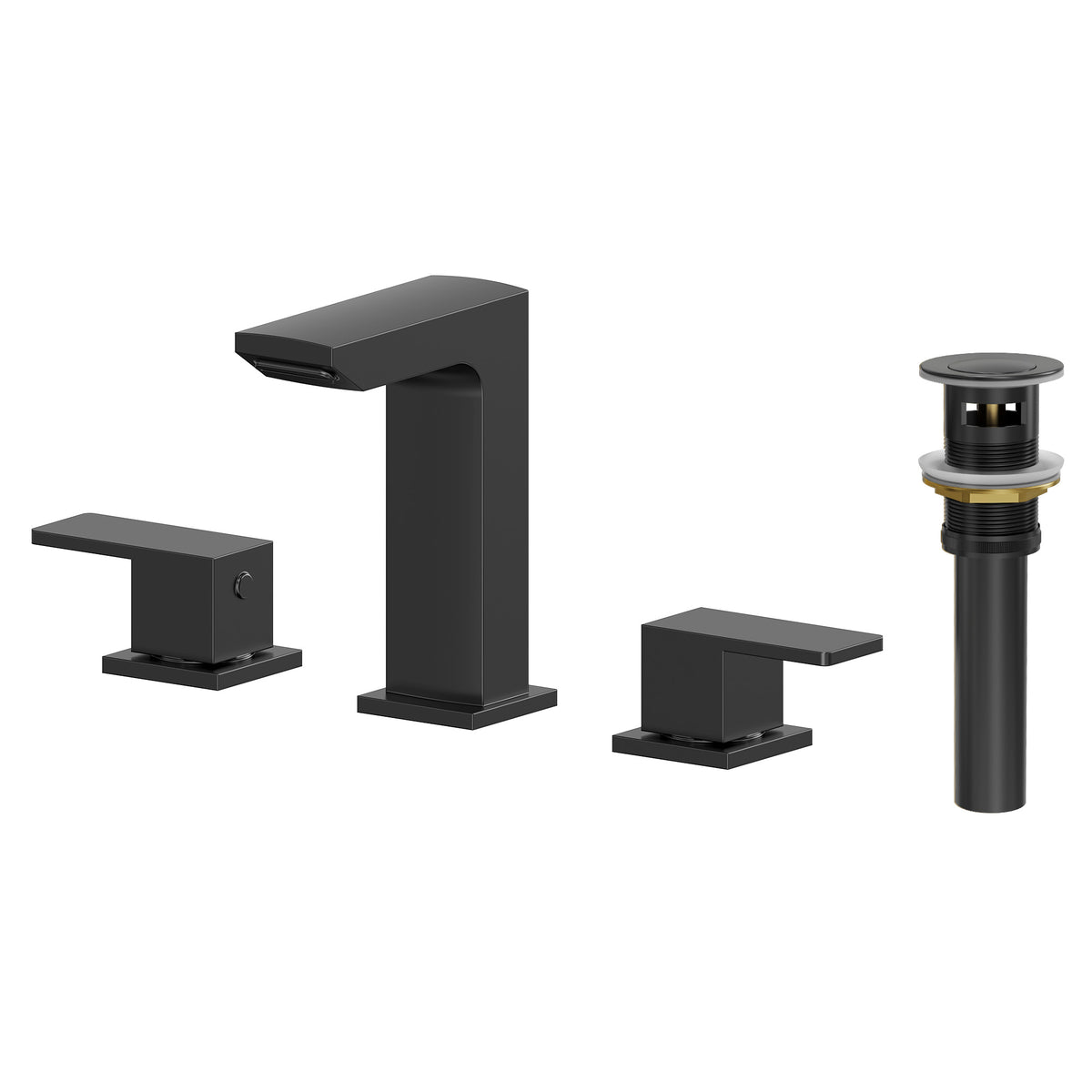 Two-Handle Mid Arc Widespread Bathroom Sink Faucet With Pop-Up Drain