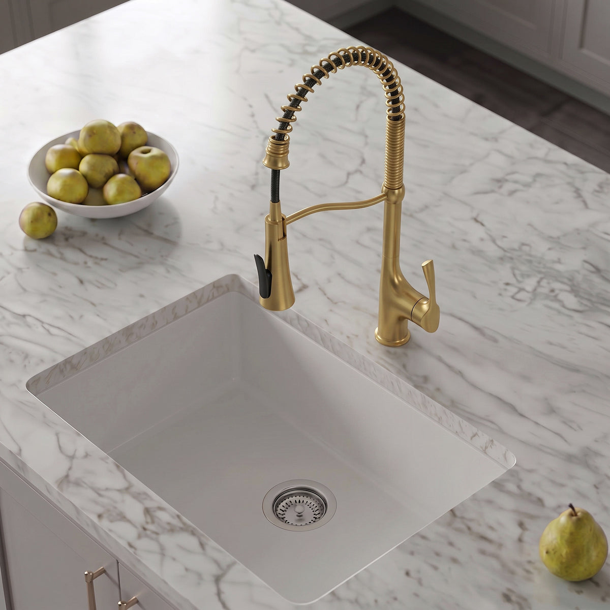 23.7-Inch Pre-Rinse Spring Kitchen Faucet with Pull-Down Spray
