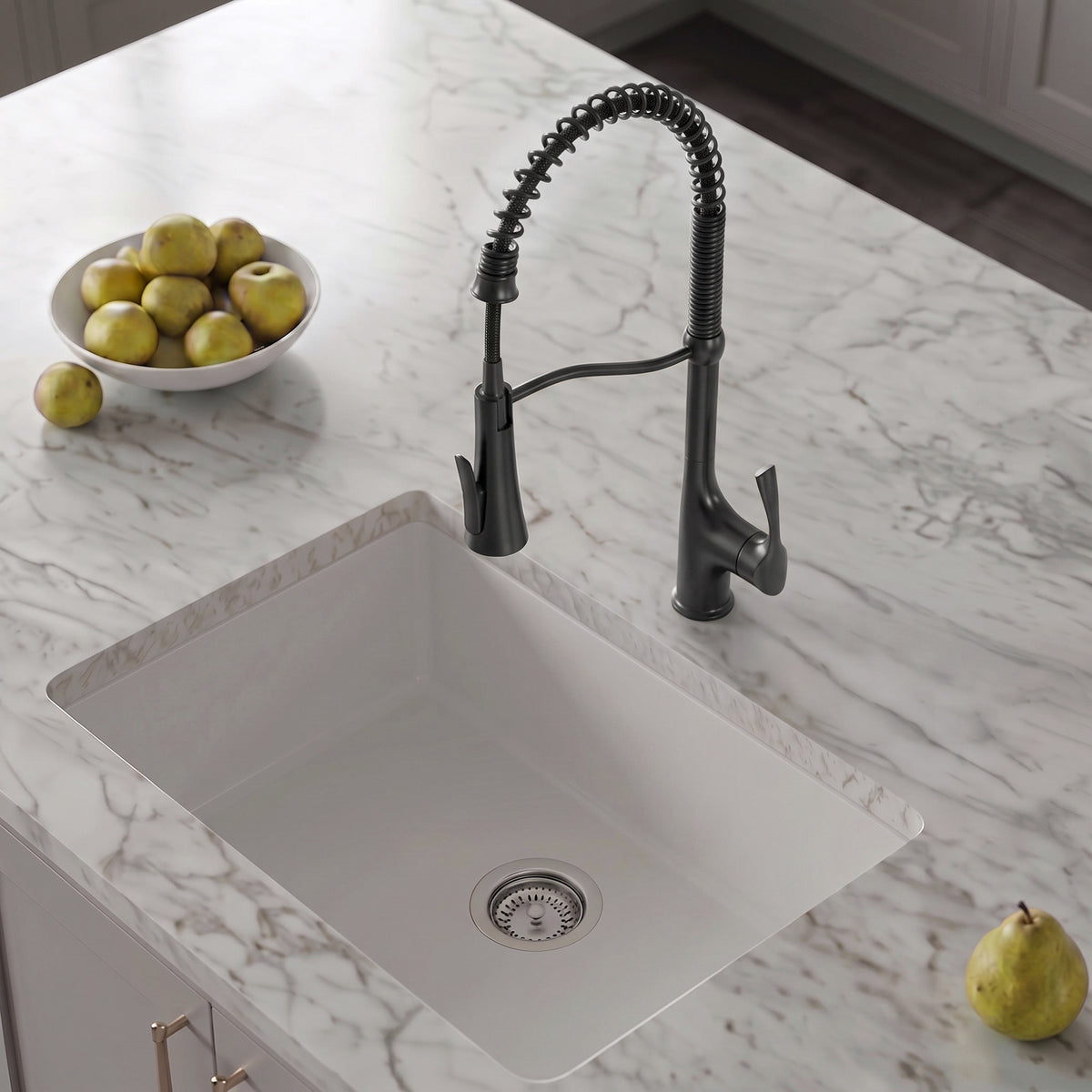 23.7-Inch Pre-Rinse Spring Kitchen Faucet with Pull-Down Spray