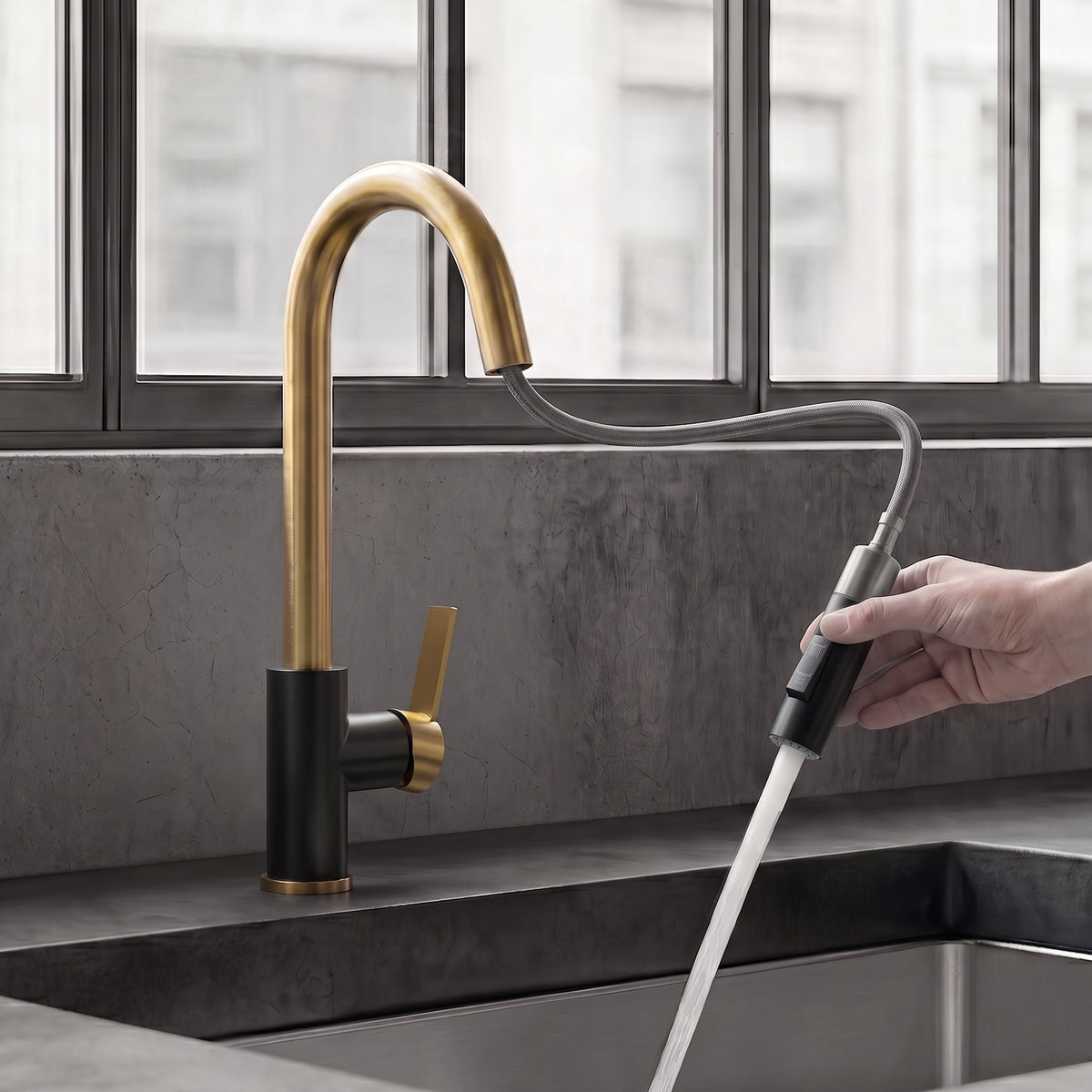 Single-Handle Pull-Down Kitchen Faucet with Dual Spray Modes