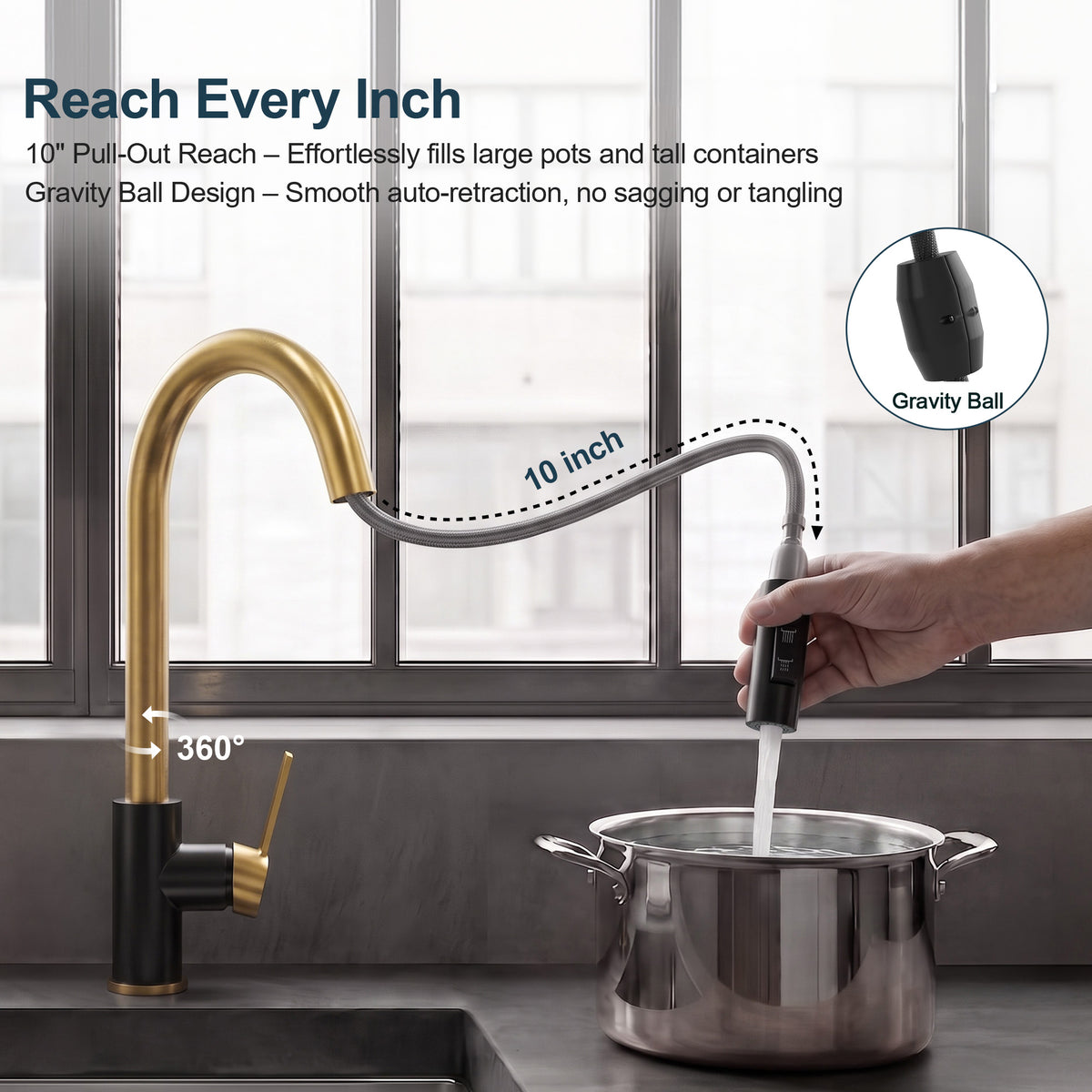 Single-Handle Pull-Down Kitchen Faucet with Dual Spray Modes