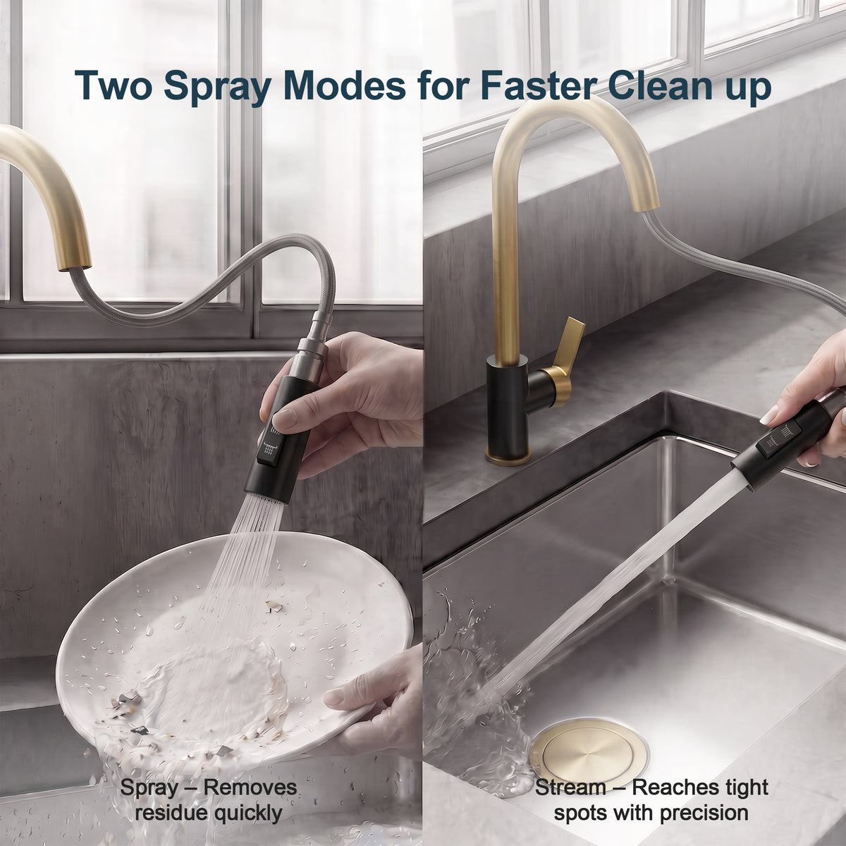 Single-Handle Pull-Down Kitchen Faucet with Dual Spray Modes