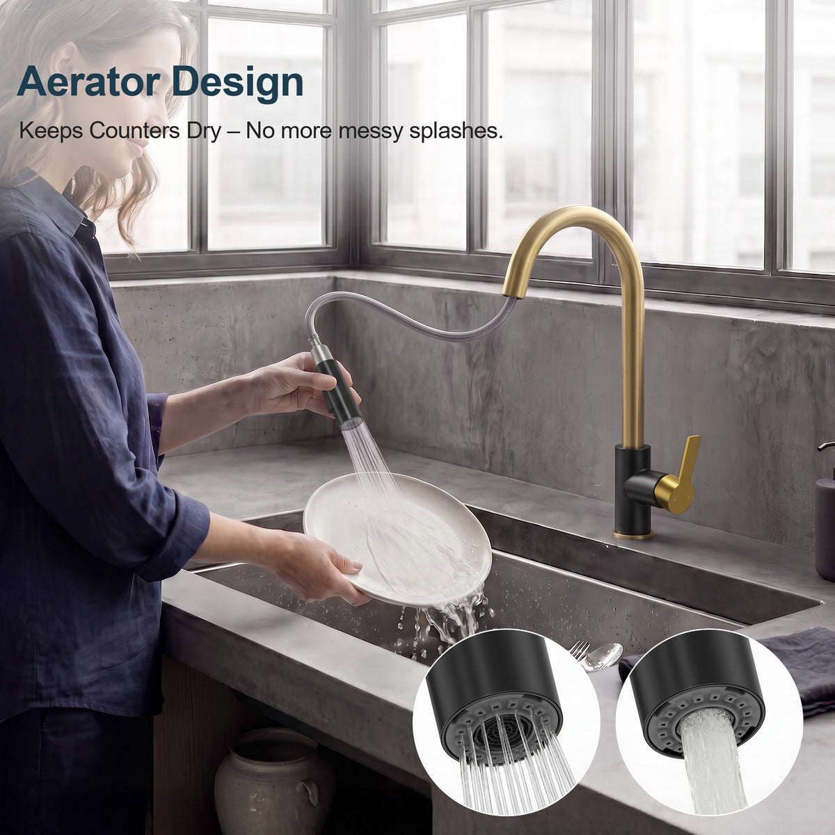 Single-Handle Pull-Down Kitchen Faucet with Dual Spray Modes