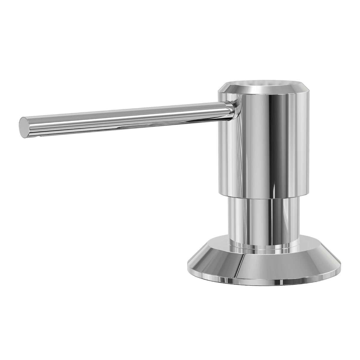 Deck-Mounted Liquid Soap Dispenser with Long Slim Spout and Domed Flange